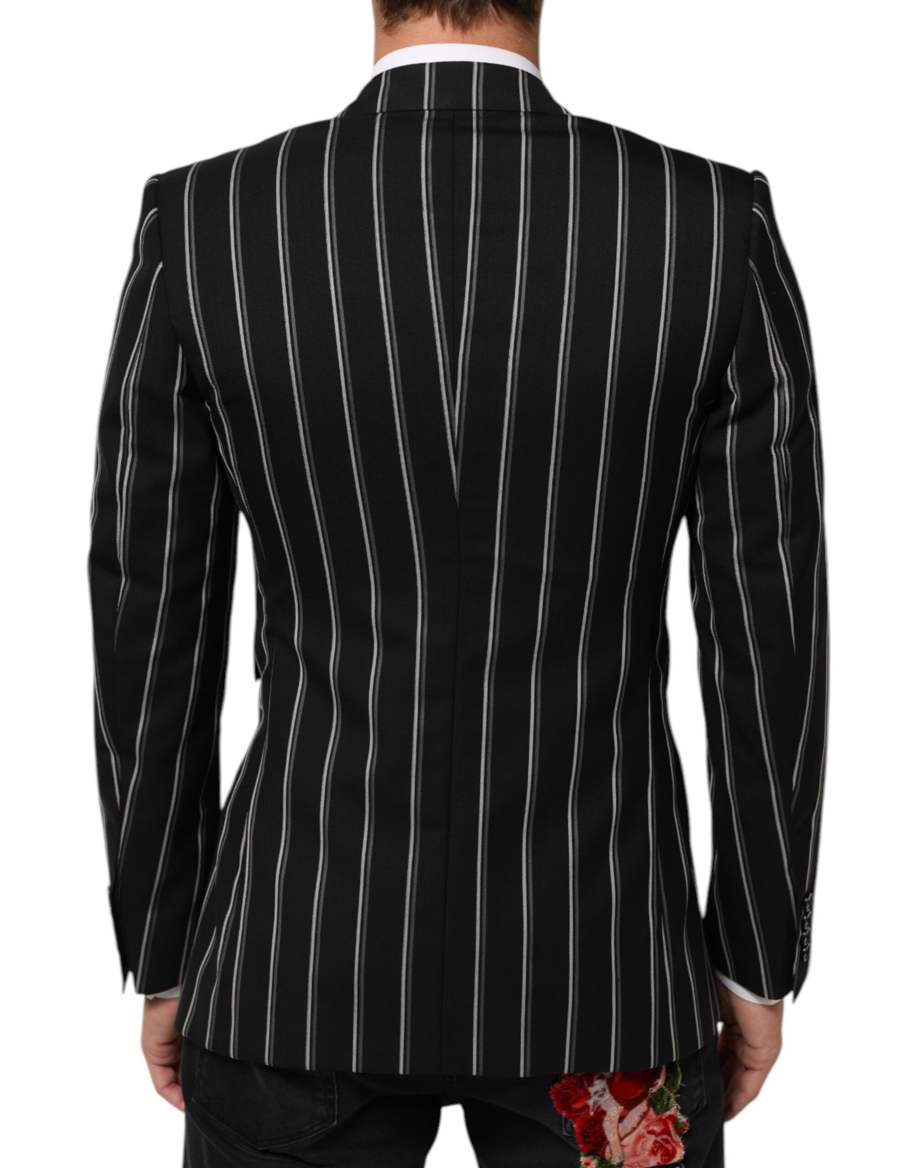 Dolce & Gabbana Black Stripes SICILIA 1 Button Suit Blazer | Regal Royce