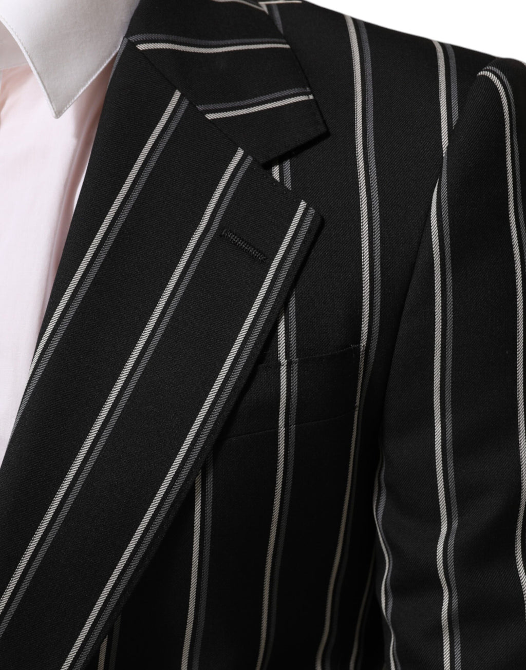 Dolce & Gabbana Black Stripes SICILIA 1 Button Suit Blazer