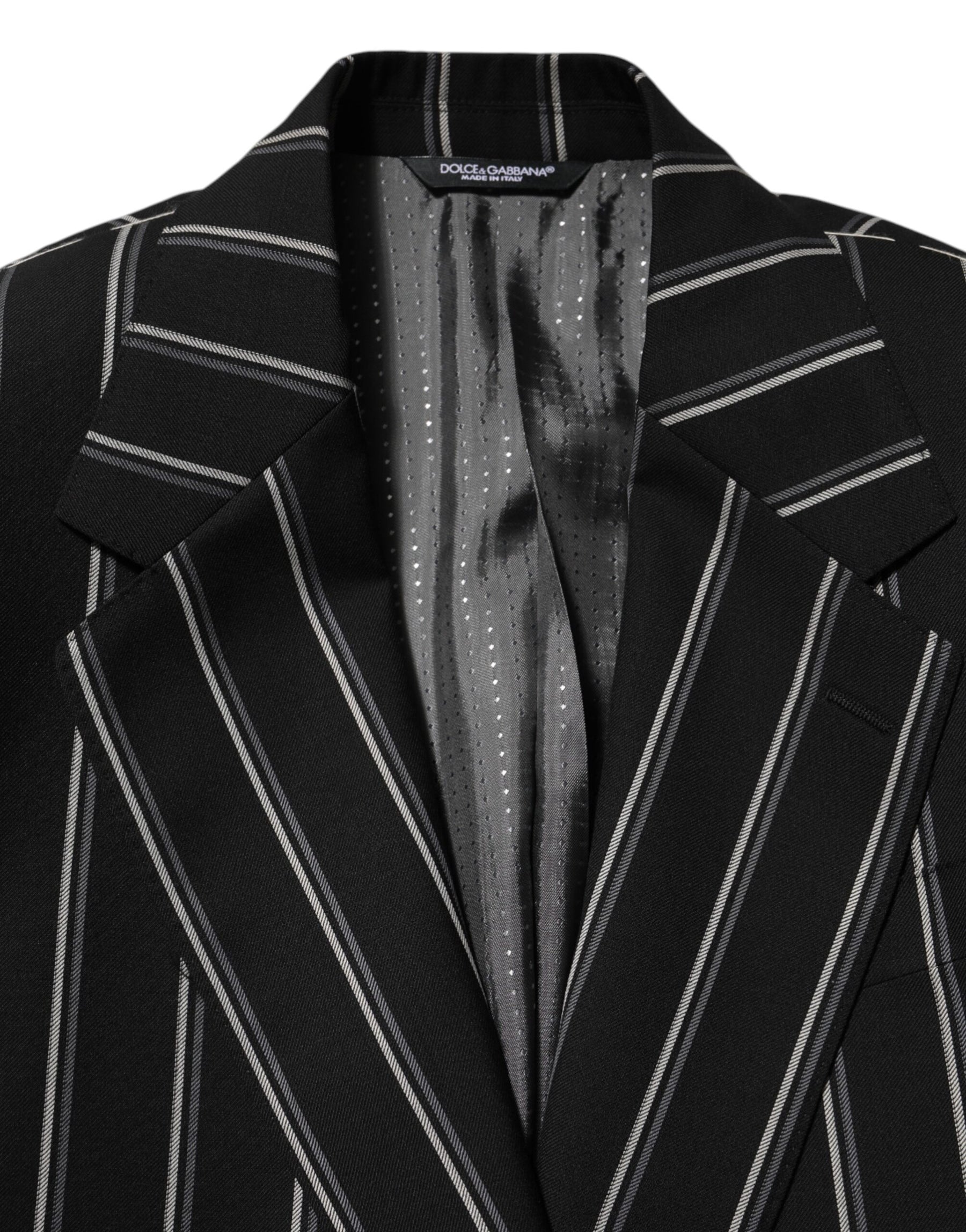 Dolce & Gabbana Black Stripes SICILIA 1 Button Suit Blazer | Regal Royce