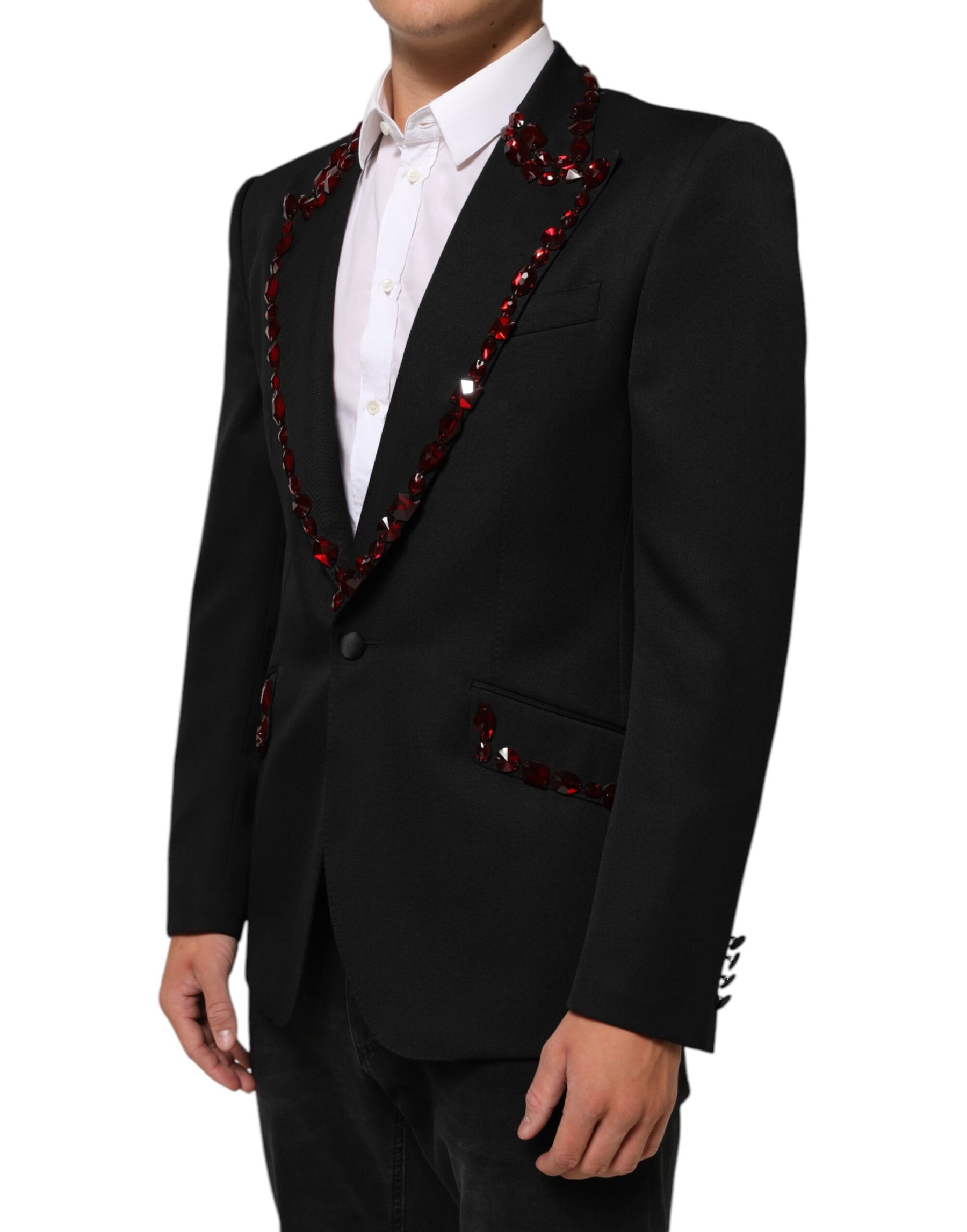 Dolce & Gabbana Black SICILIA Crystal Embellished Men Blazer | Regal Royce