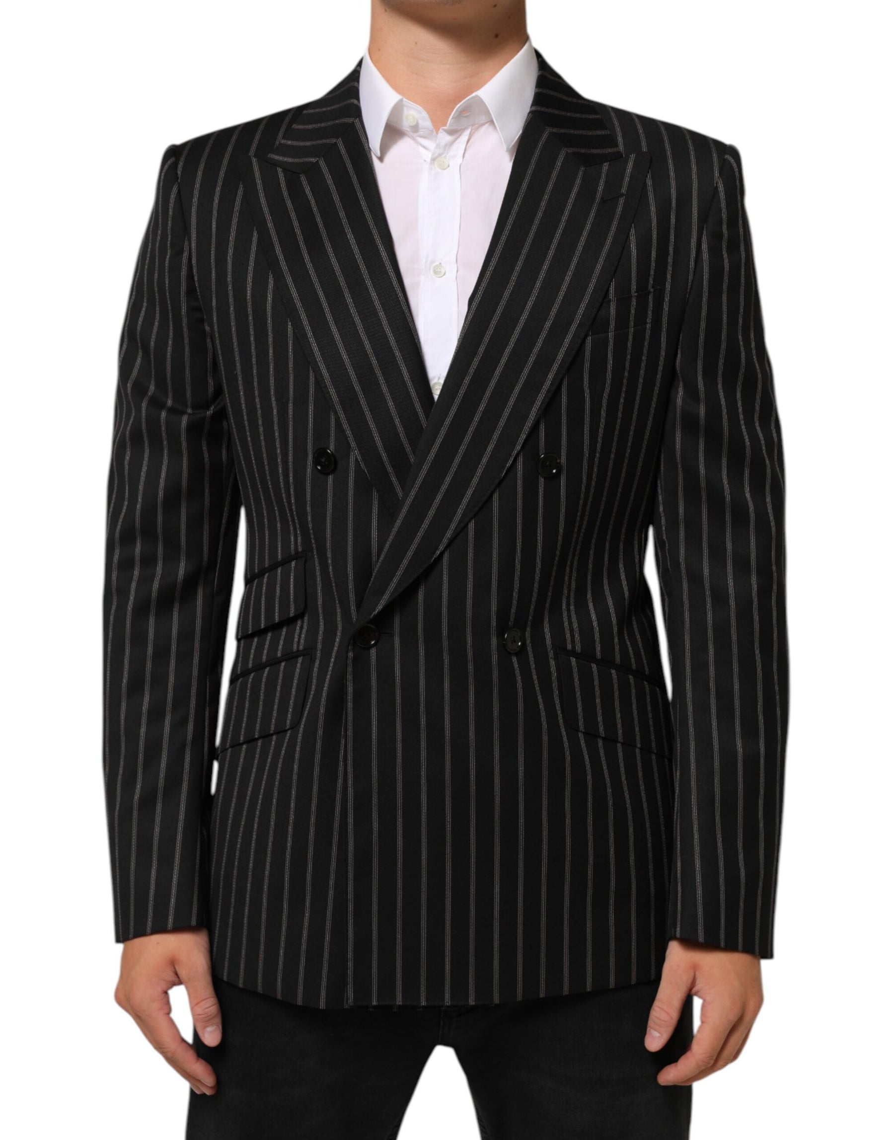Dolce & Gabbana Black Stripes SICILIA 1 Button Suit Blazer | Regal Royce