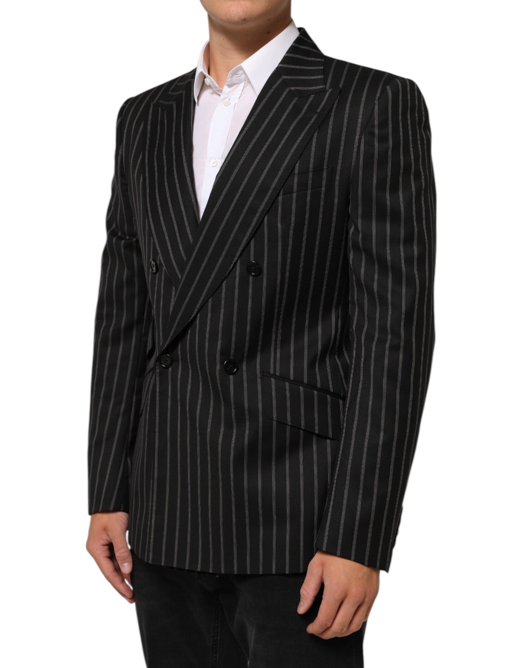 Dolce & Gabbana Black Stripes SICILIA 1 Button Suit Blazer | Regal Royce