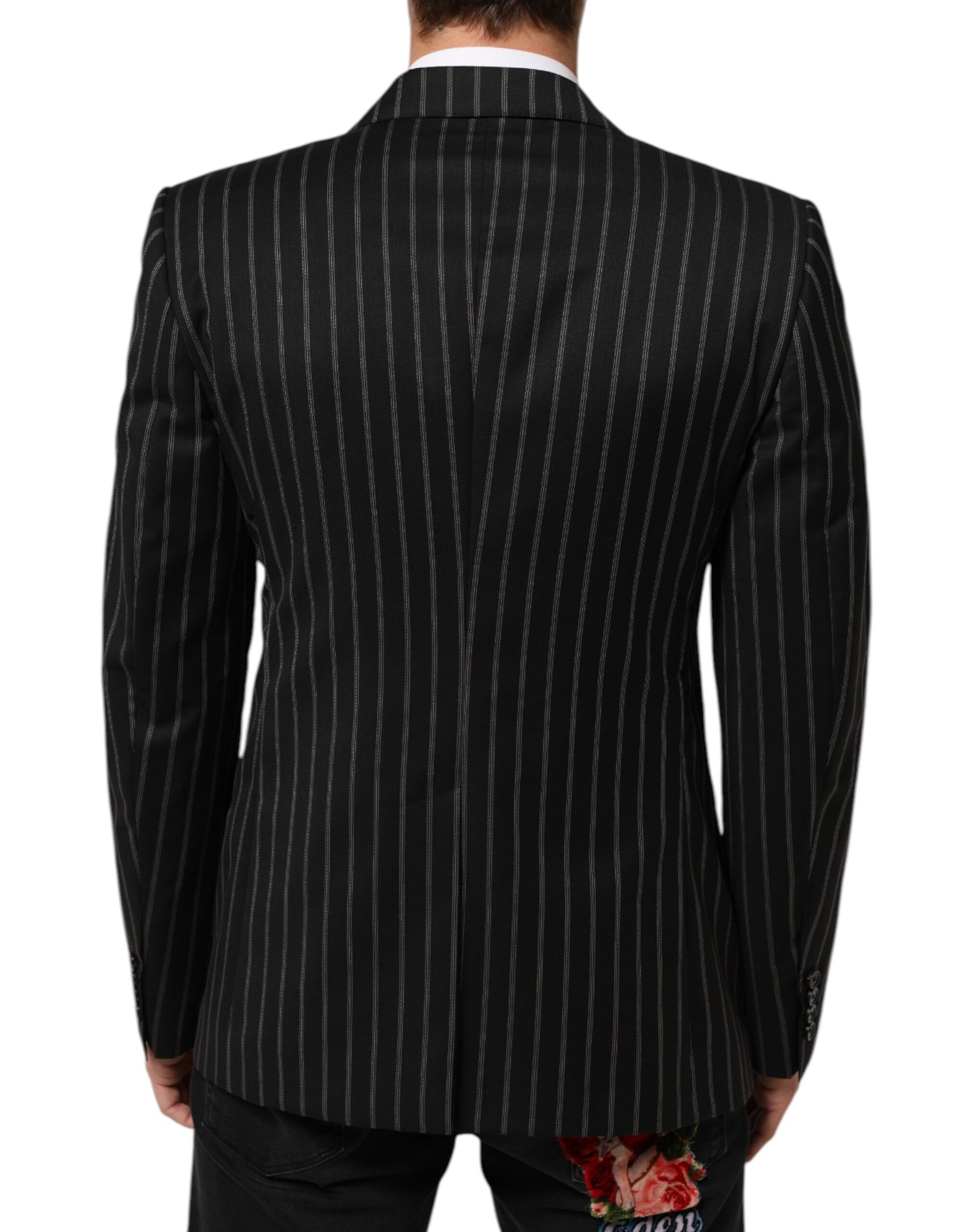 Dolce & Gabbana Black Stripes SICILIA 1 Button Suit Blazer | Regal Royce