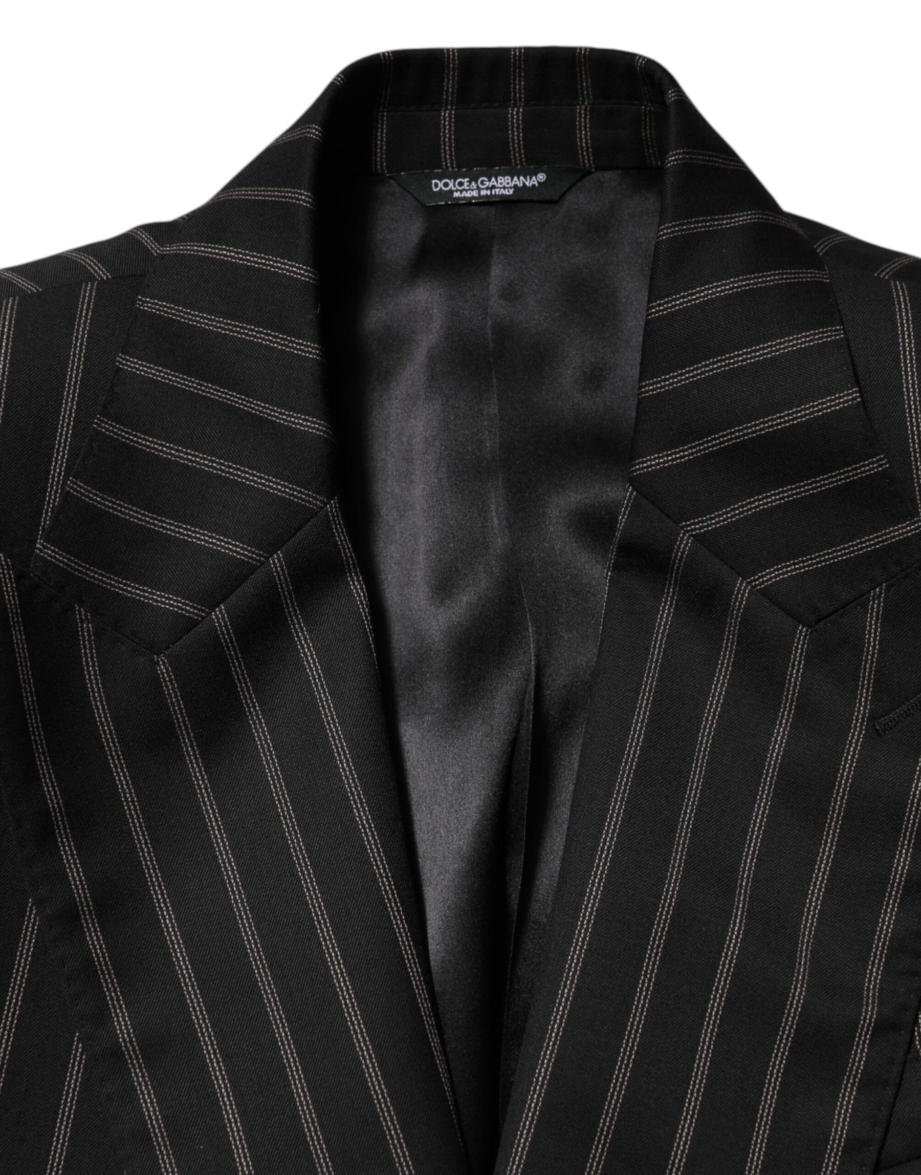 Dolce & Gabbana Black Stripes SICILIA 1 Button Suit Blazer | Regal Royce