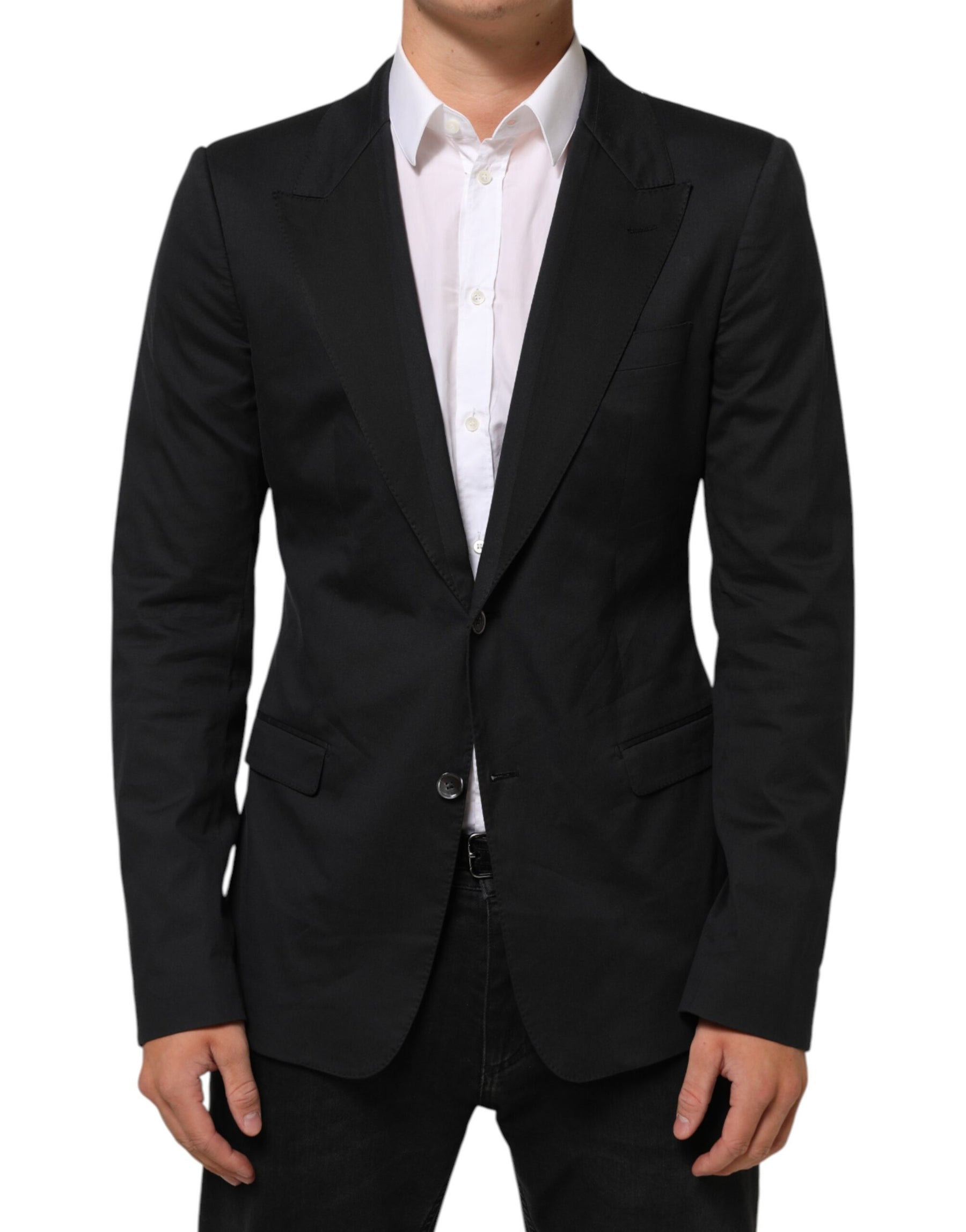 Dolce & Gabbana Black Cotton 2 Buttons Suit Jacket Blazer | Regal Royce