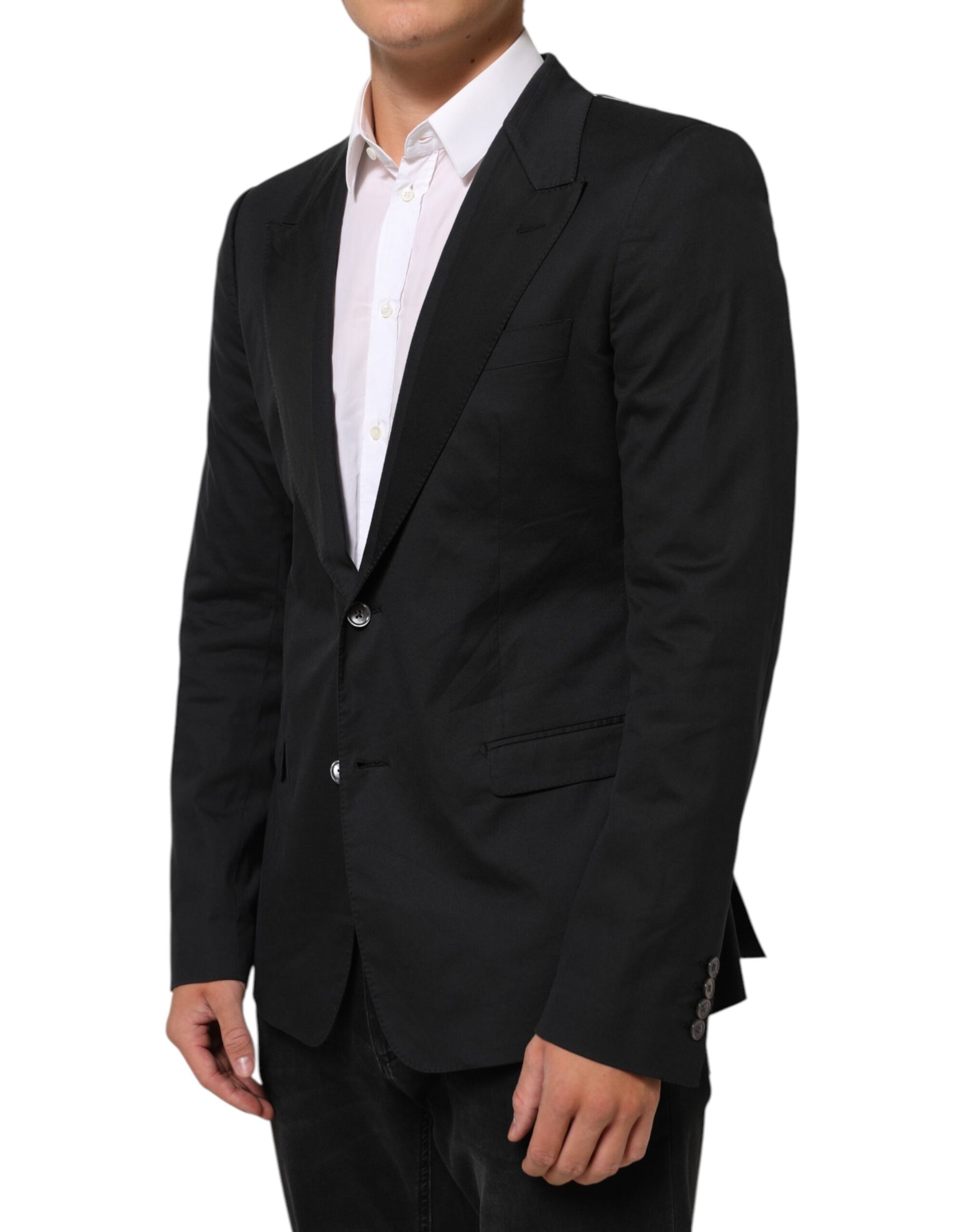 Dolce & Gabbana Black Cotton 2 Buttons Suit Jacket Blazer | Regal Royce