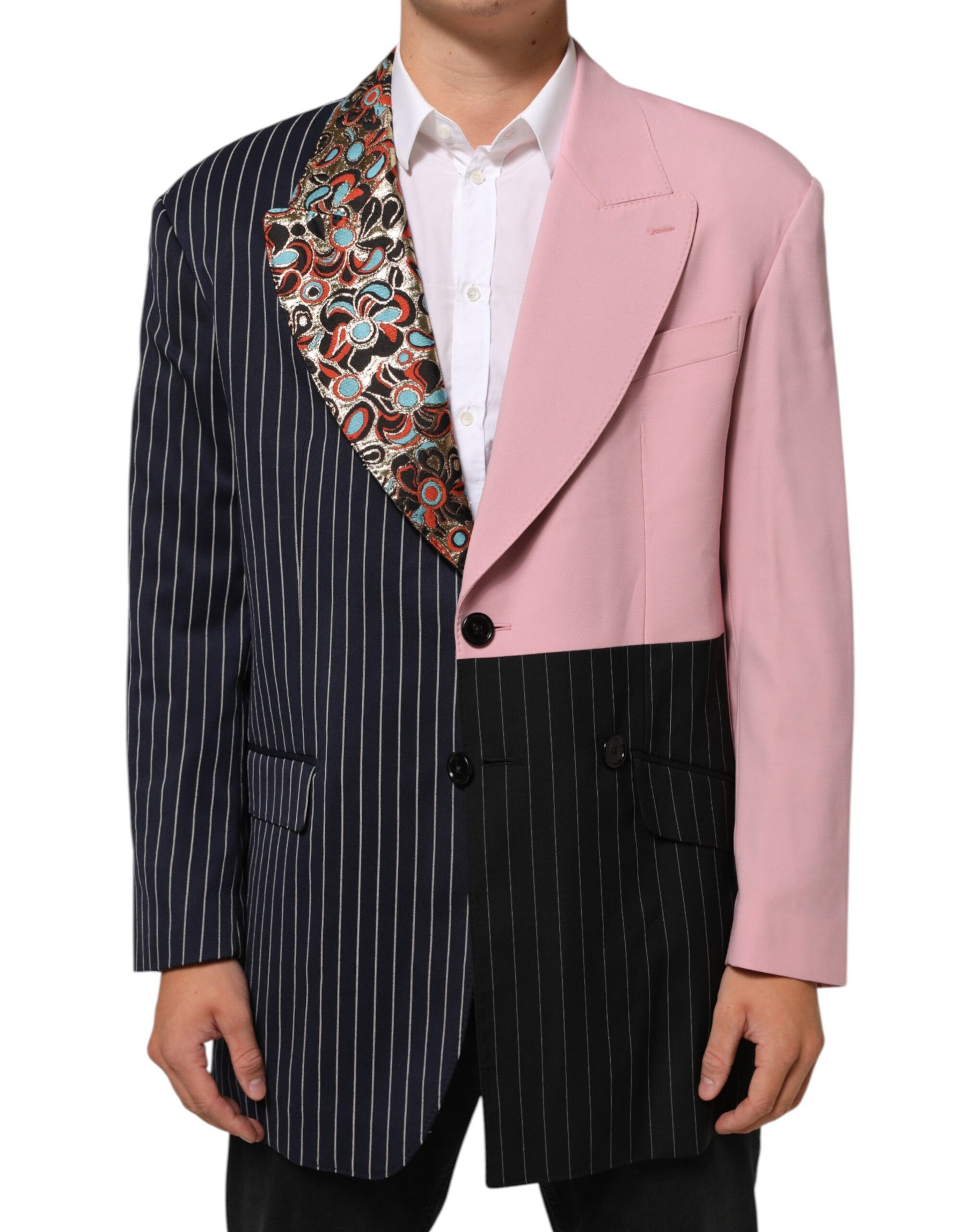 Dolce & Gabbana Multicolor Patchwork Single Breasted Jacket Blazer | Regal Royce