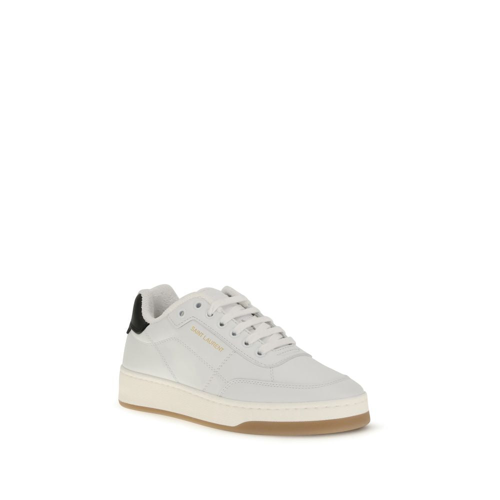 Saint Laurent White Calf Leather Bos Taurus Low Top Sneakers | Regal Royce