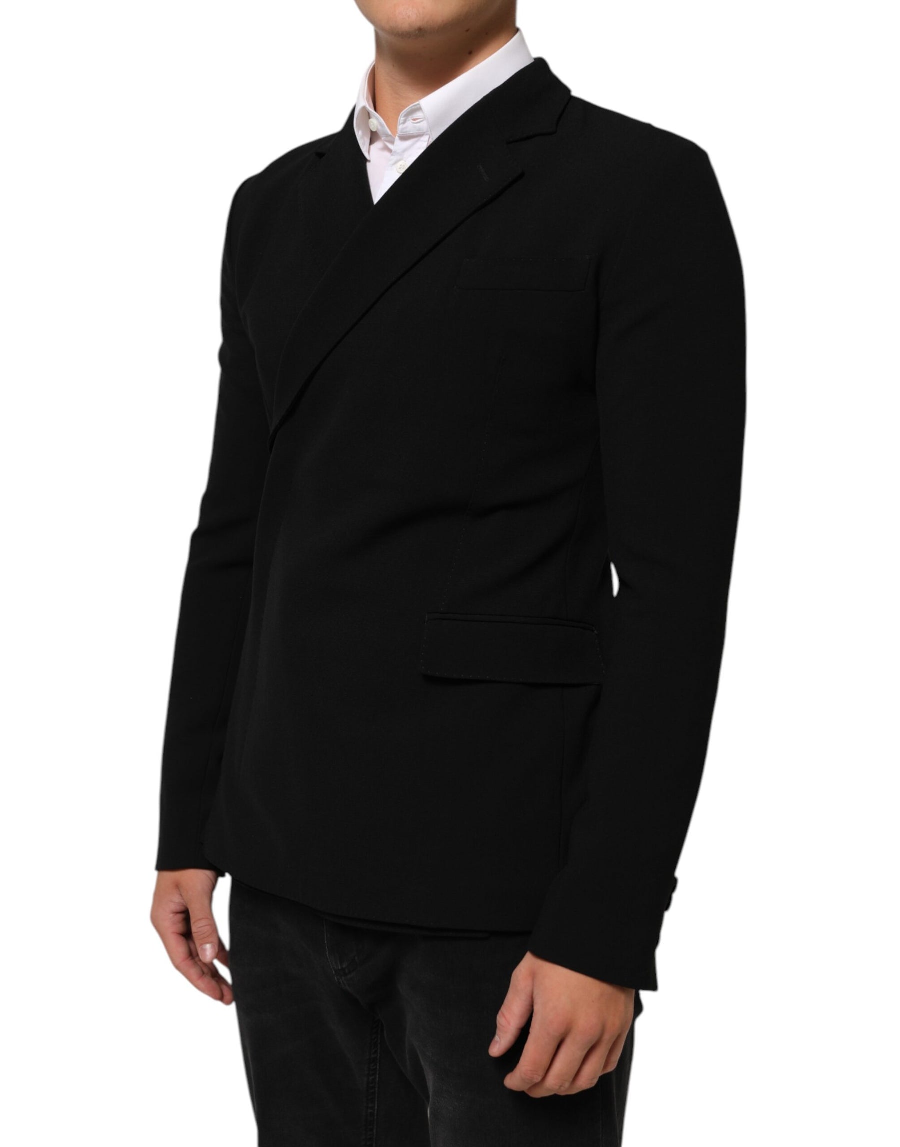 Dolce & Gabbana Black Wool Double Breasted Men Jacket Blazer | Regal Royce