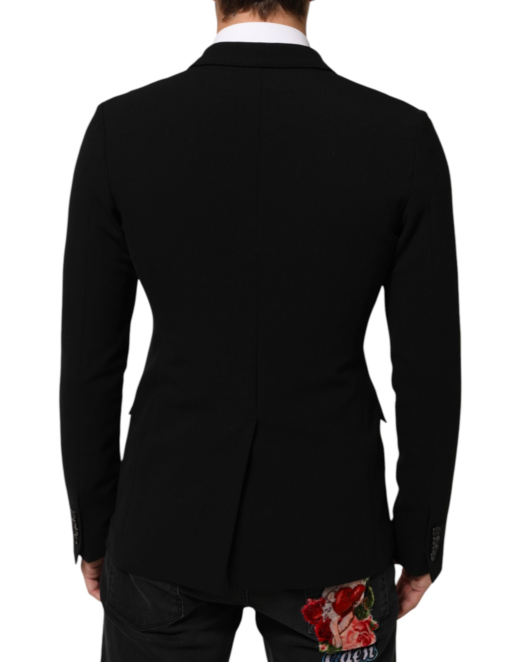 Dolce & Gabbana Black Wool Double Breasted Men Jacket Blazer | Regal Royce