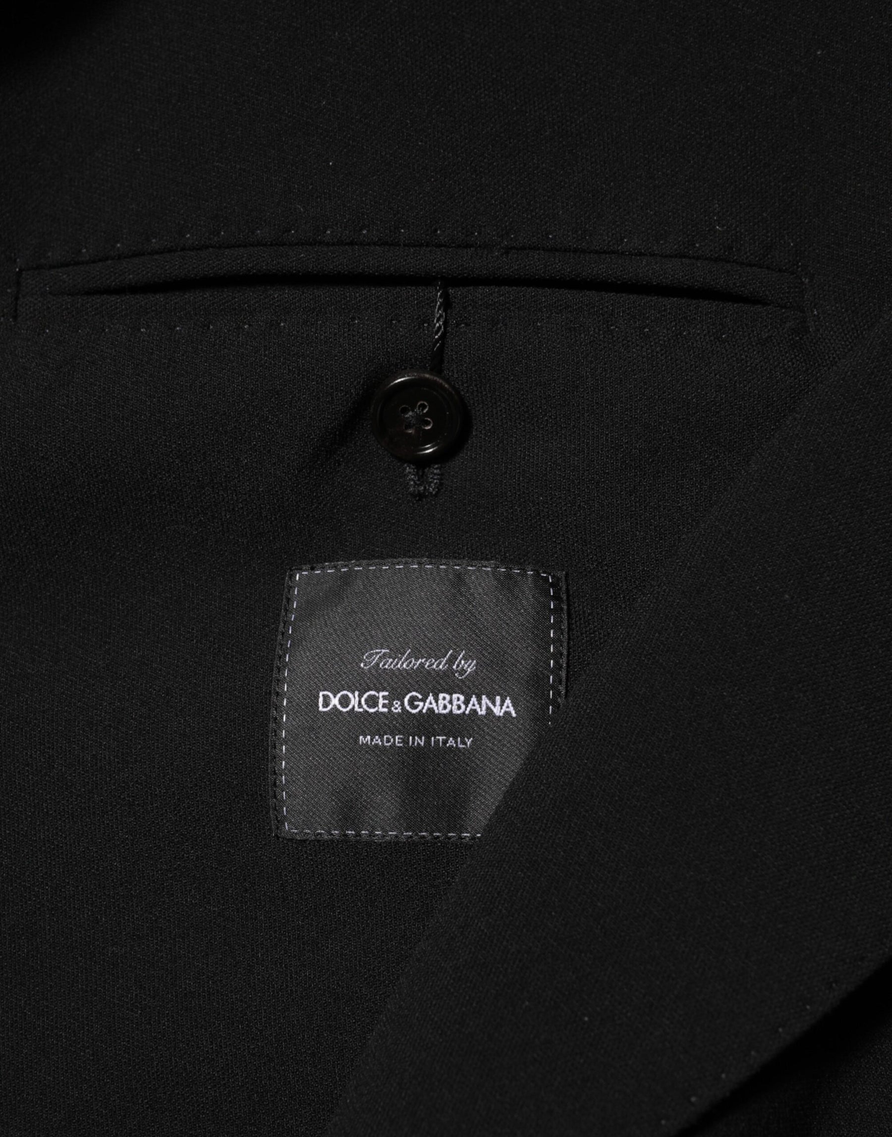 Dolce & Gabbana Black Wool Double Breasted Men Jacket Blazer | Regal Royce