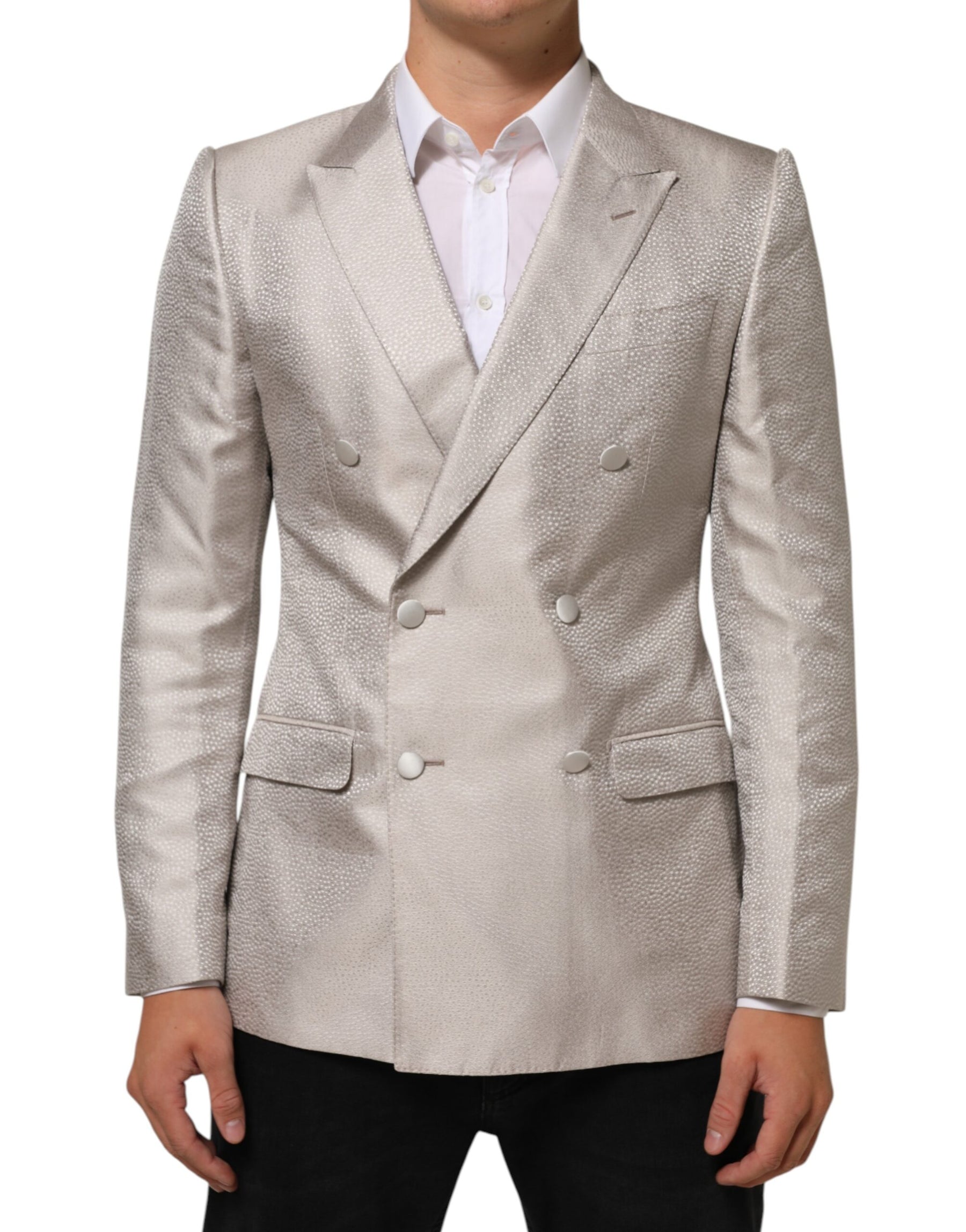 Dolce & Gabbana Beige MARTINI Double-Breasted Suit Blazer | Regal Royce
