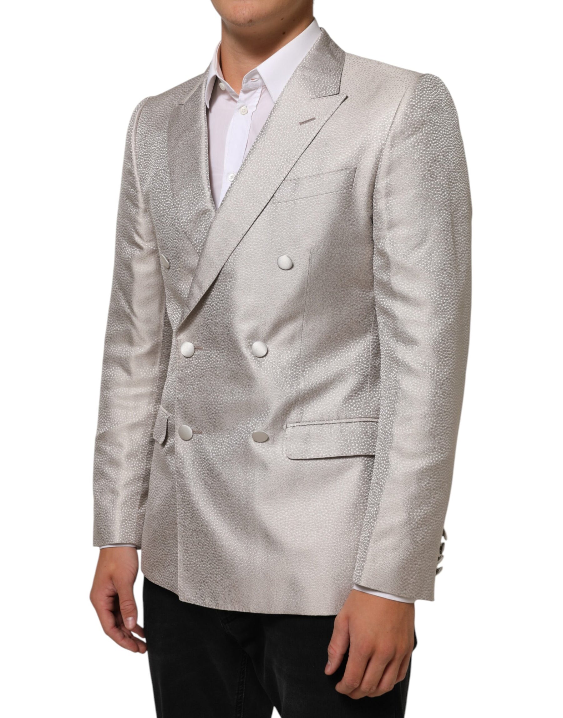 Dolce & Gabbana Beige MARTINI Double-Breasted Suit Blazer | Regal Royce