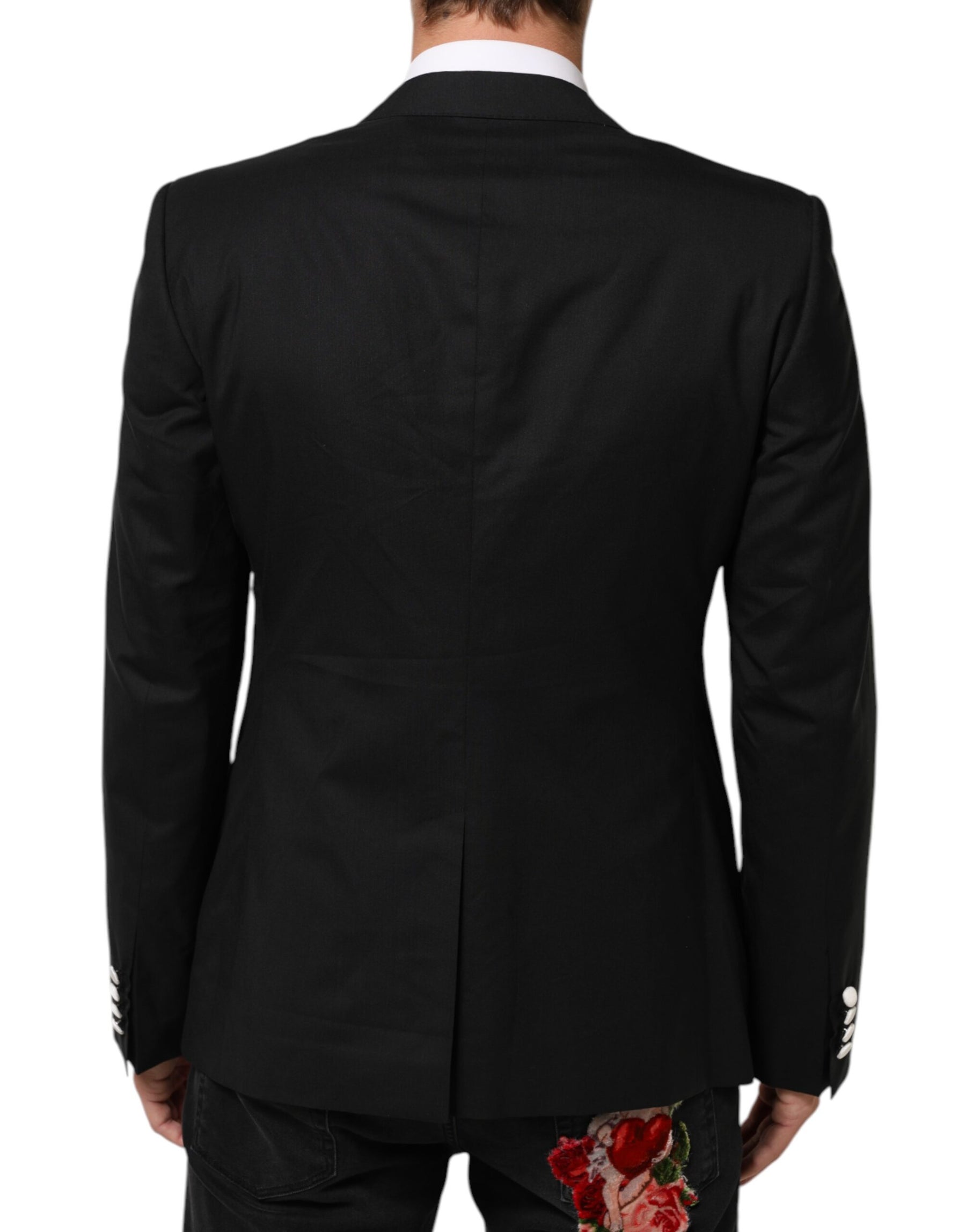 Dolce & Gabbana Black White MARTINI 1 Button Men Suit Blazer | Regal Royce