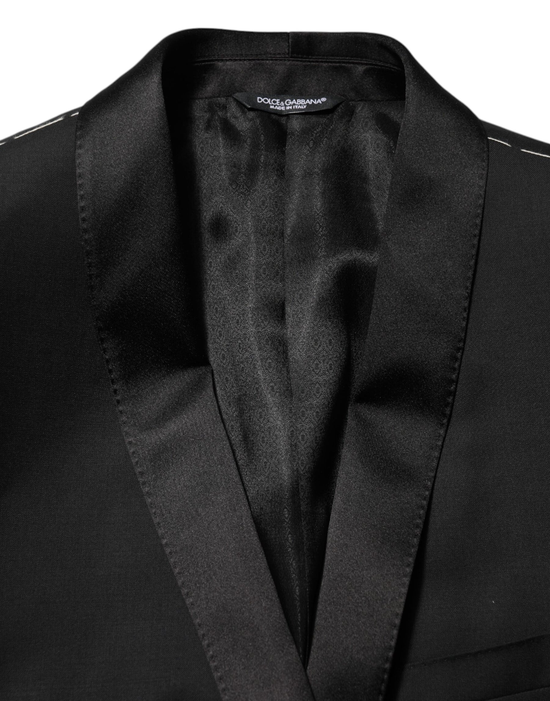 Dolce & Gabbana Black Wool GOLD 1 Button Men Suit Blazer | Regal Royce