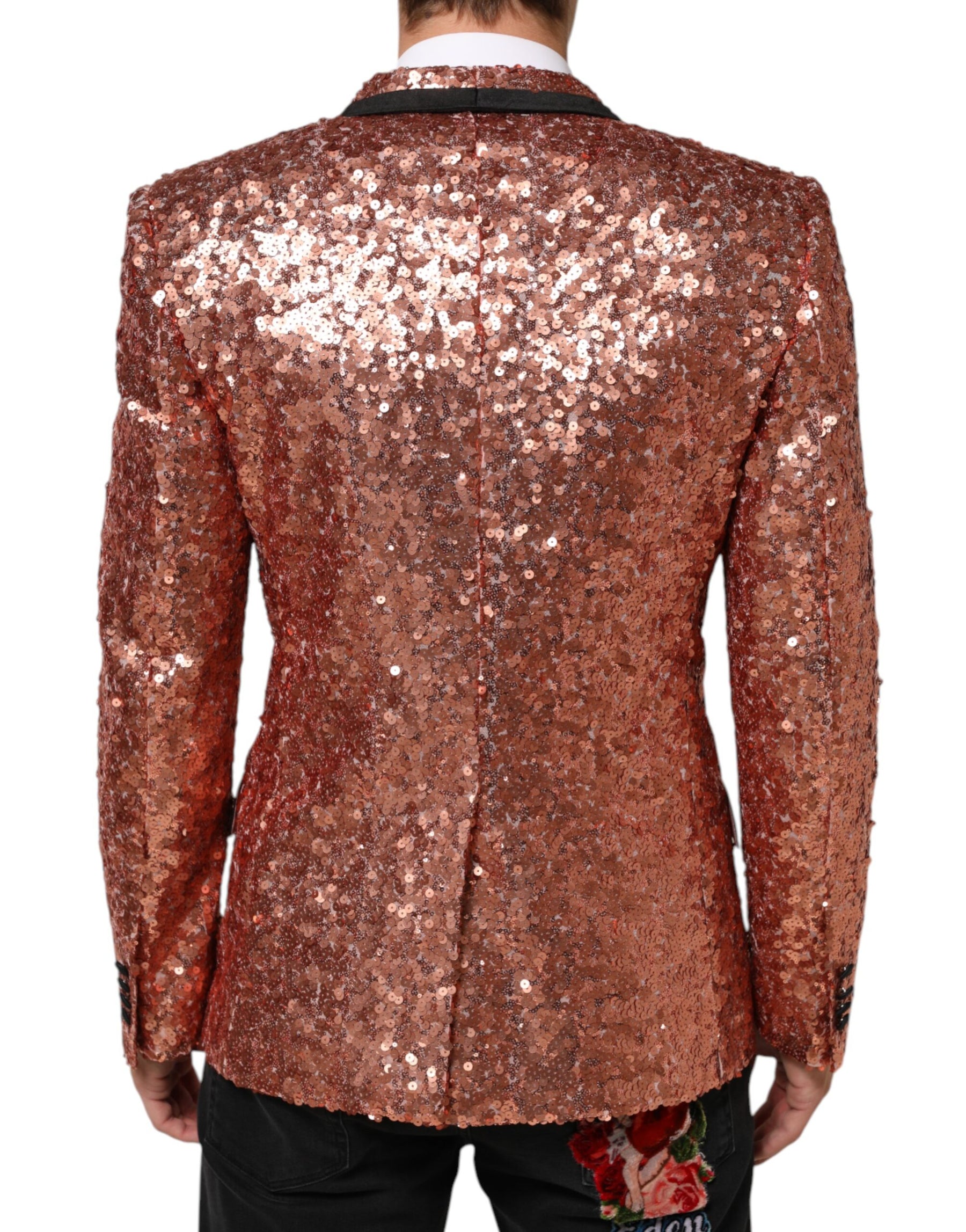 Dolce & Gabbana Pink Sequin SICILIA 1 Button Men Suit Blazer | Regal Royce