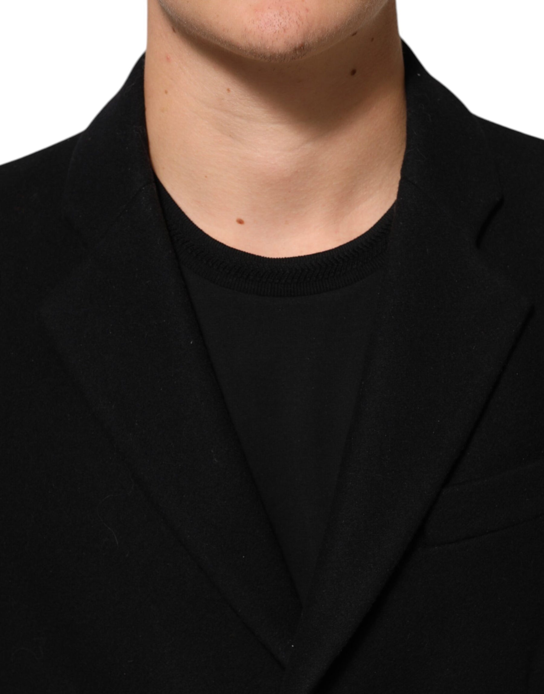 Dolce & Gabbana Black Wool Buttoned Men Trench Coat Jacket | Regal Royce
