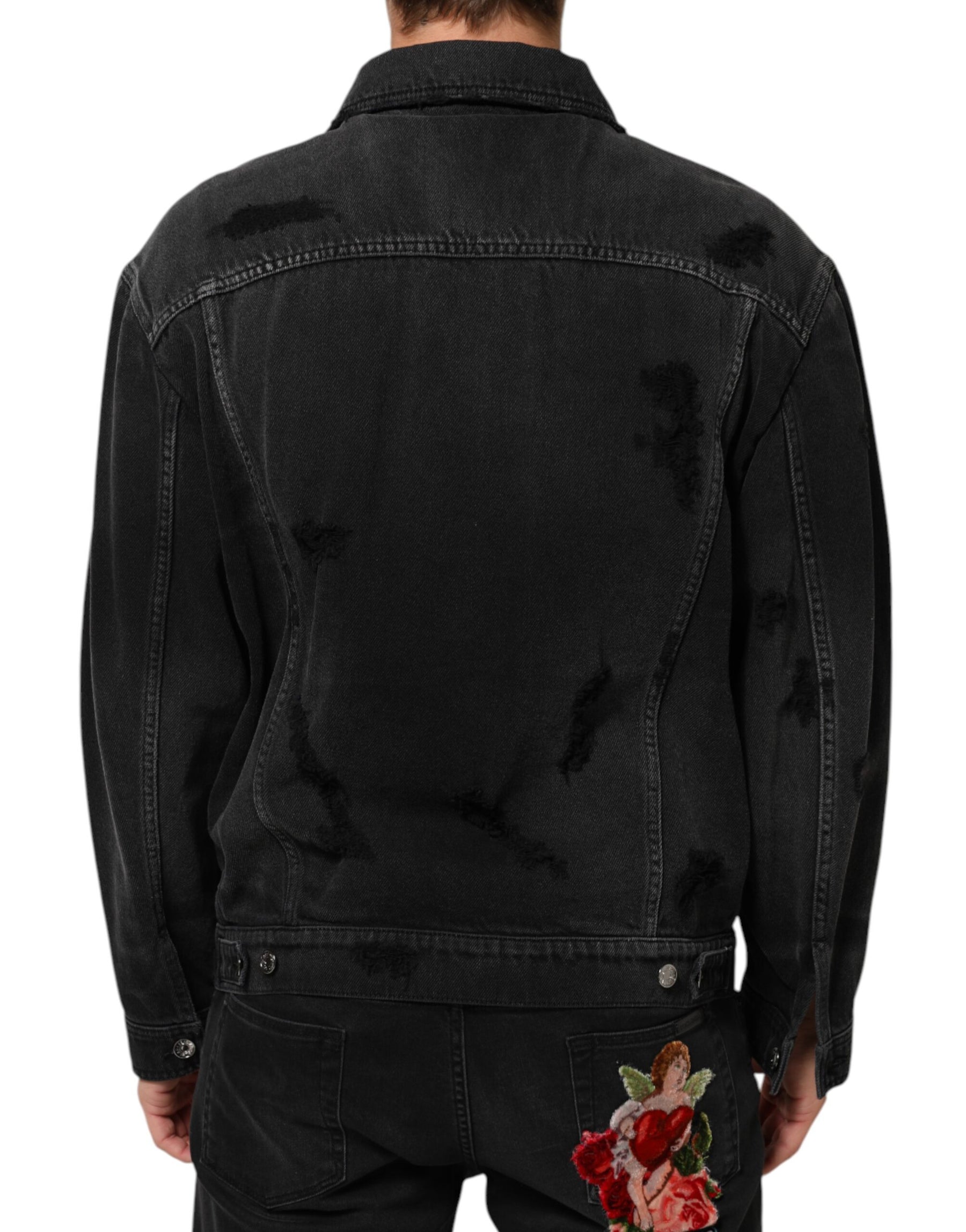 Dolce & Gabbana Black Cotton Stretch Denim Blouson Jacket | Regal Royce