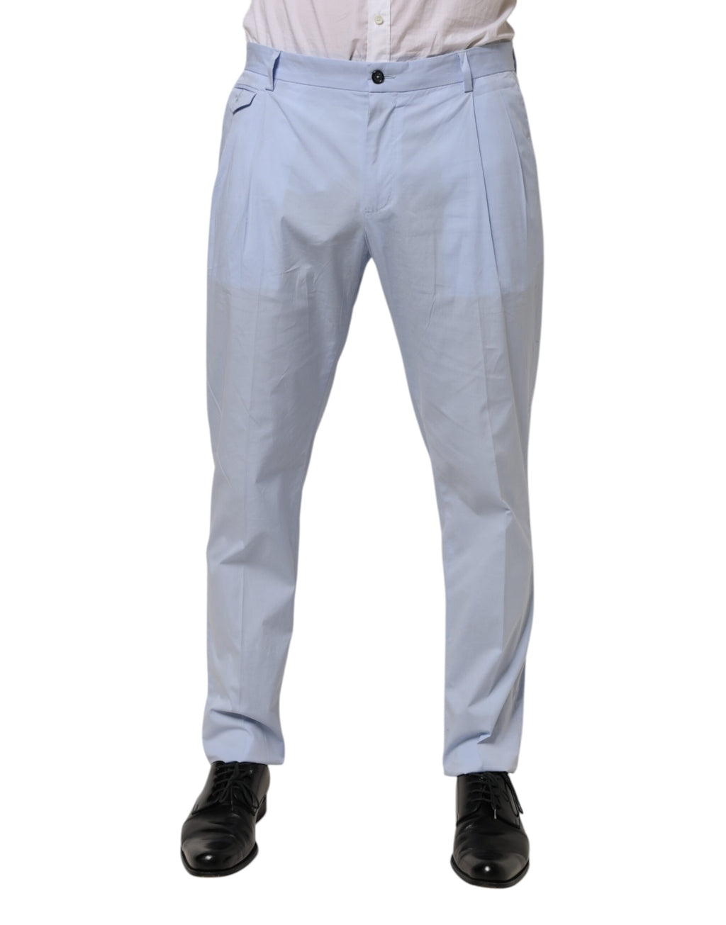Dolce & Gabbana Light Blue Cotton Stretch Tapered Men Trouser Pants