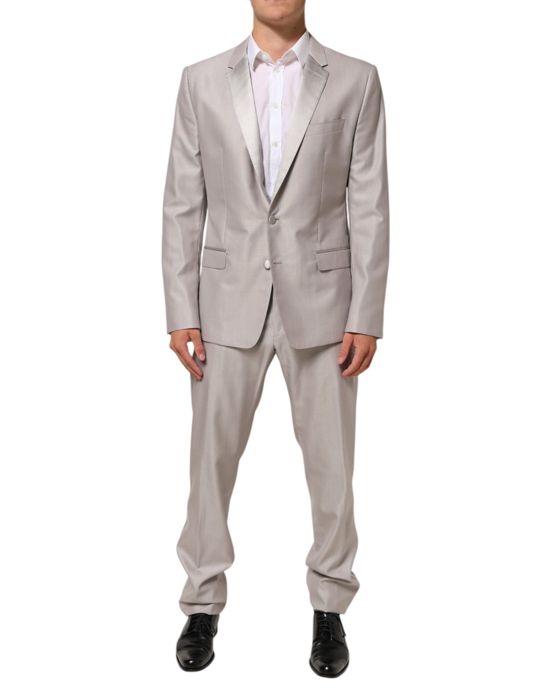 Dolce & Gabbana Light Gray Wool 2 Piece MARTINI Formal Suit | Regal Royce