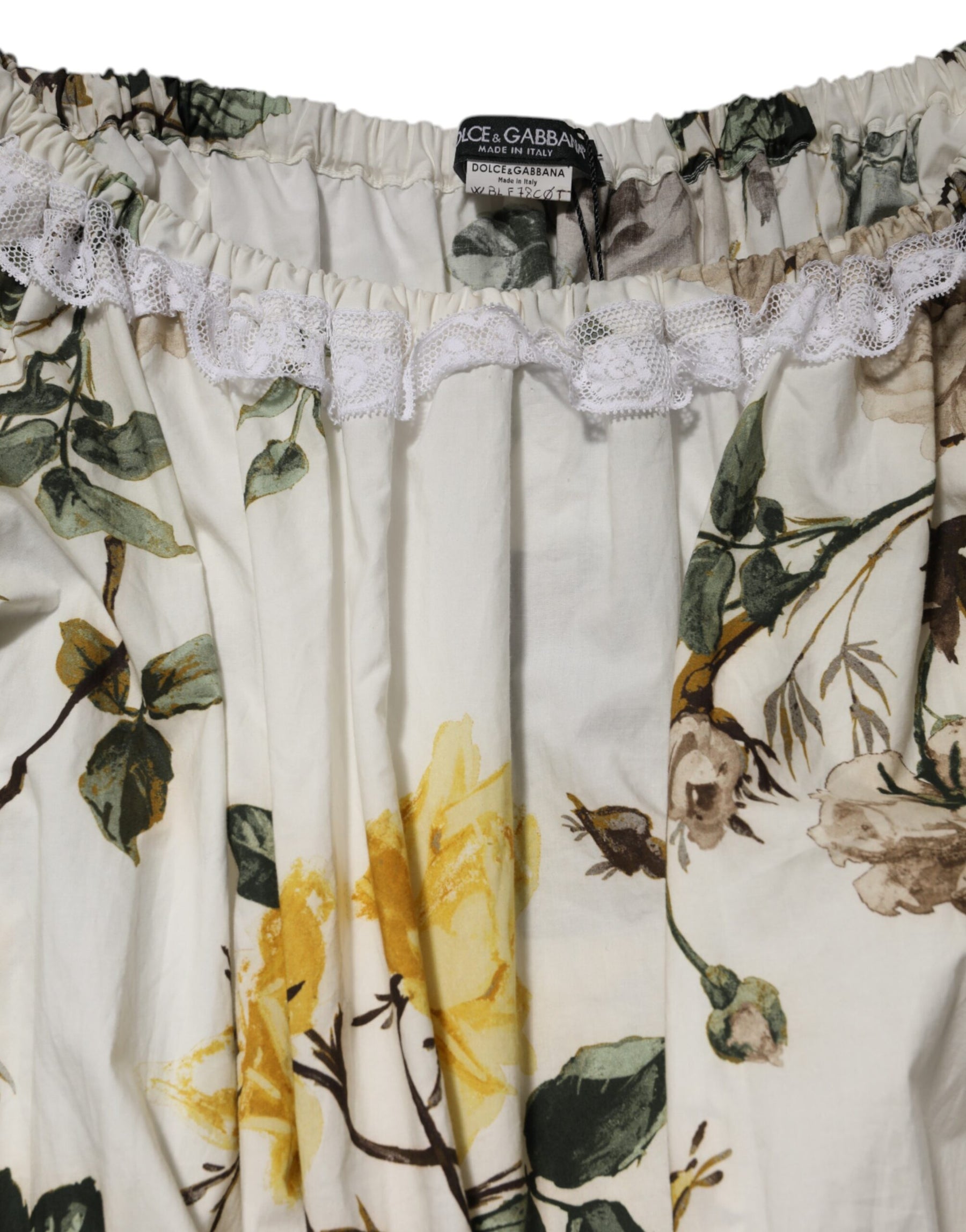 Dolce & Gabbana White Floral Lace Off Shoulder Mini Dress | Regal Royce