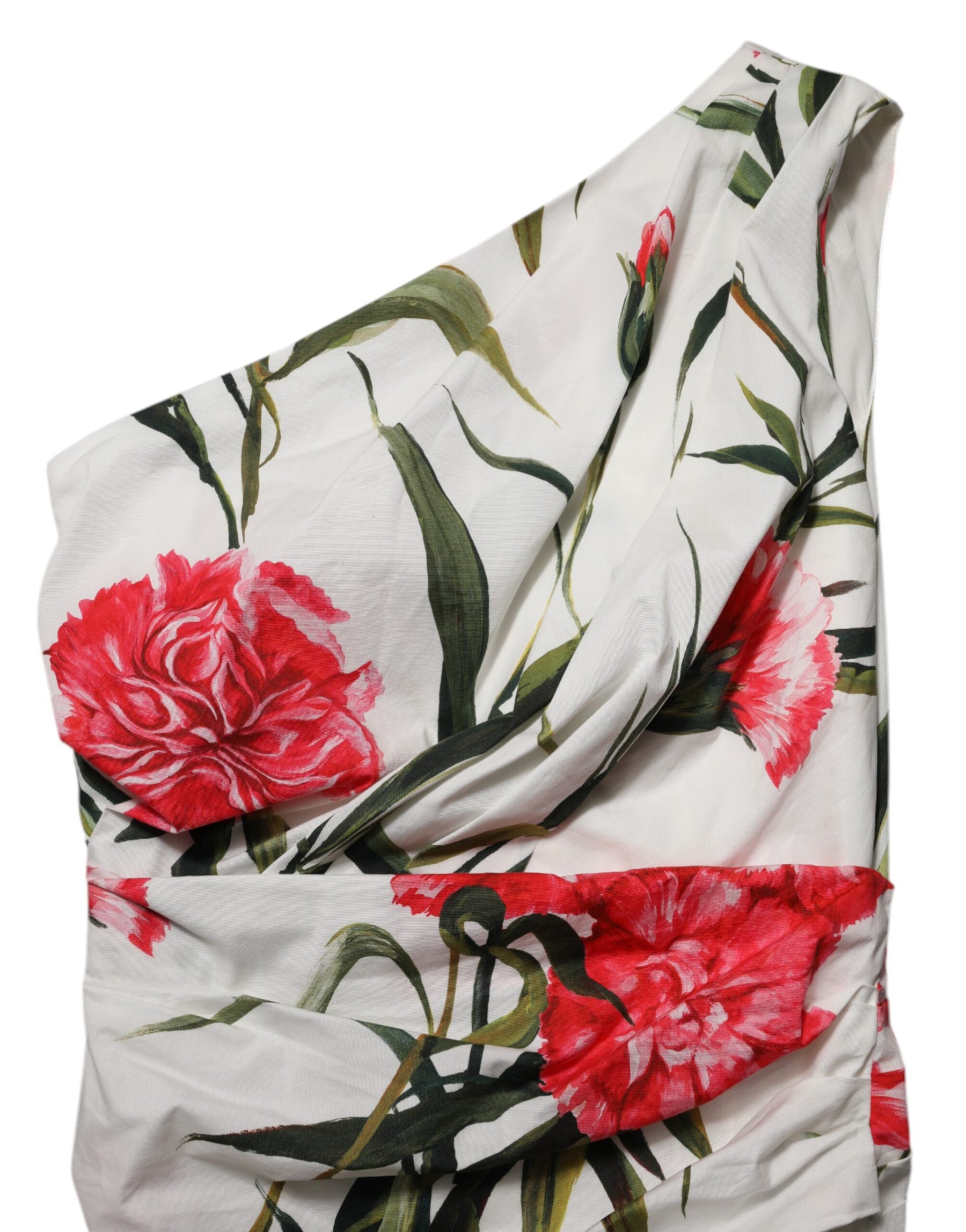 Dolce & Gabbana White Floral One Shoulder Sheath Dress | Regal Royce