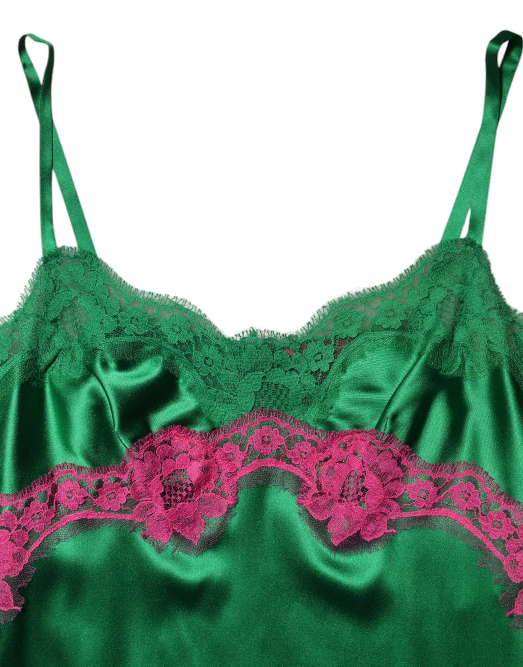 Dolce & Gabbana Green Floral Lace Fringes Lingerie Dress | Regal Royce