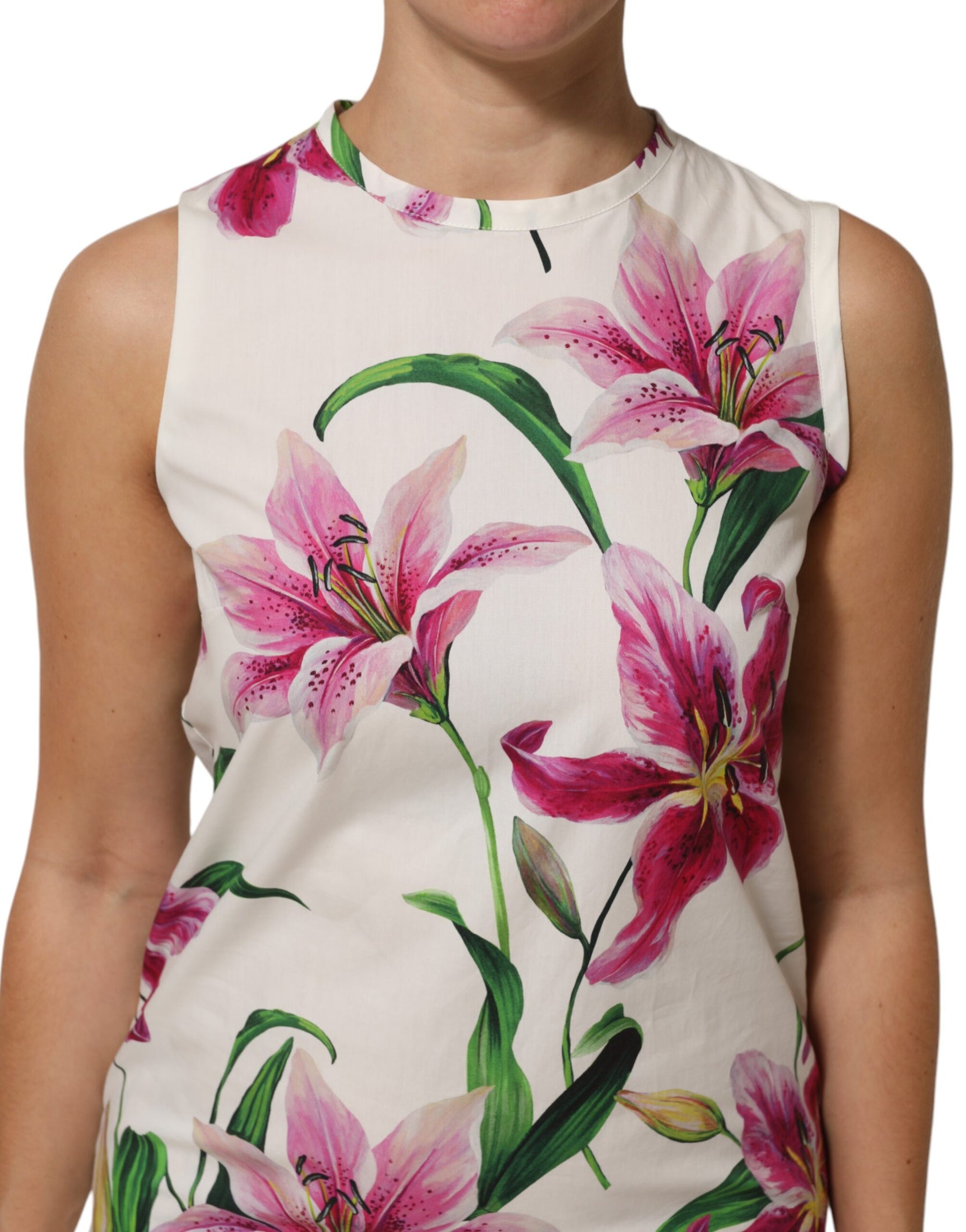 Dolce & Gabbana White Cotton Floral Sleeveless Mini Dress | Regal Royce