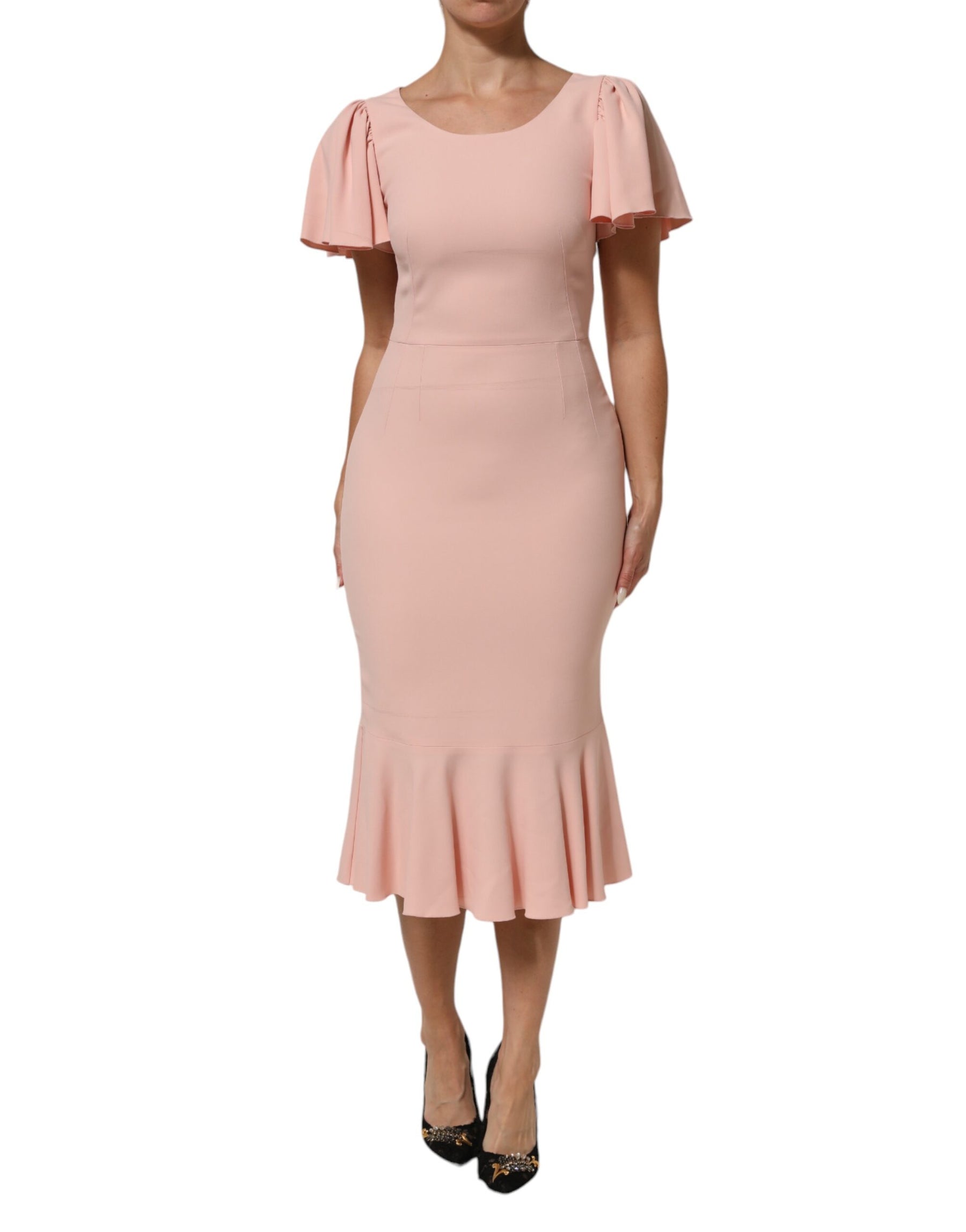 Dolce & Gabbana Pink Viscose Short Sleeves Sheath Midi Dress | Regal Royce