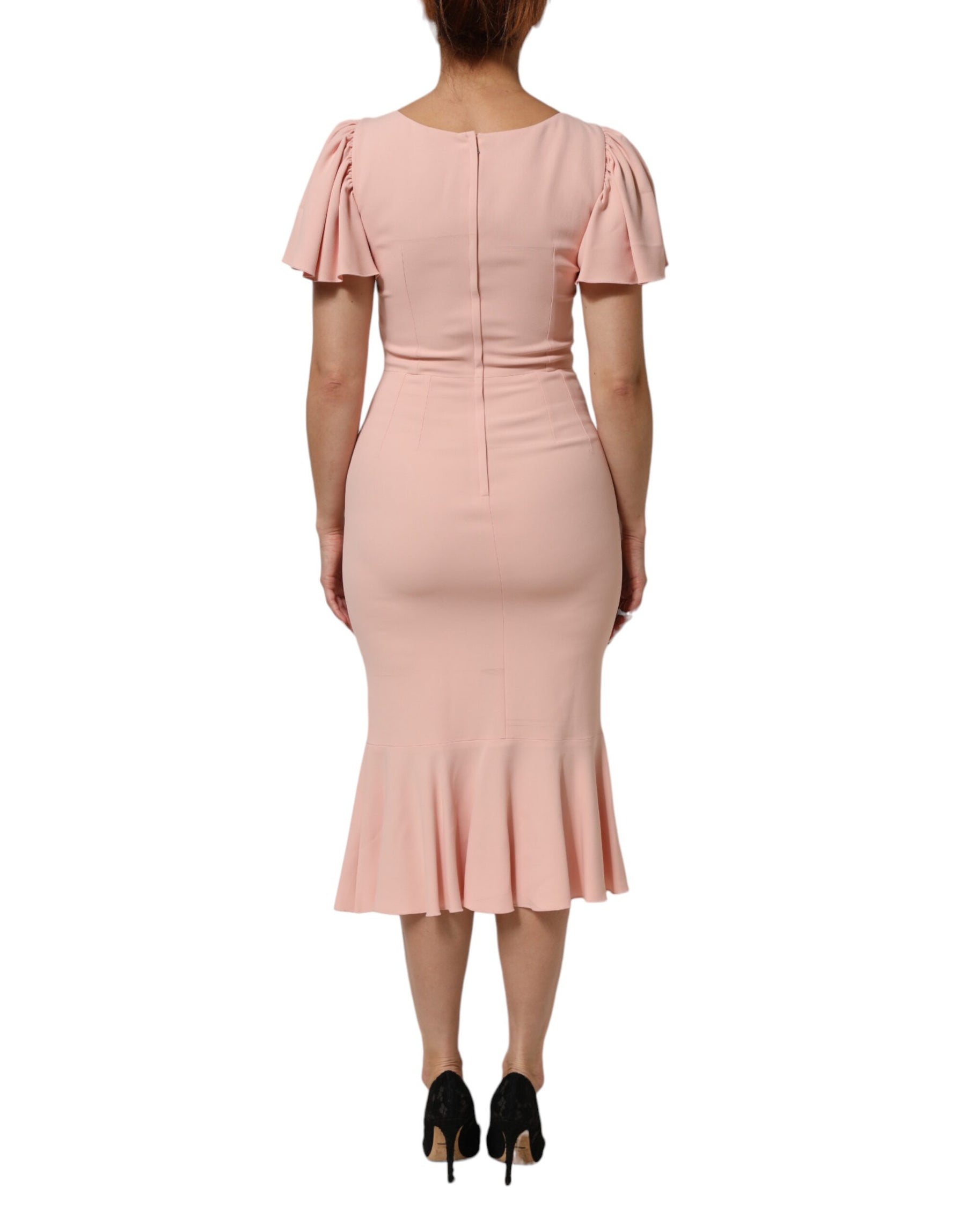 Dolce & Gabbana Pink Viscose Fit Flared Sheath Midi Dress | Regal Royce