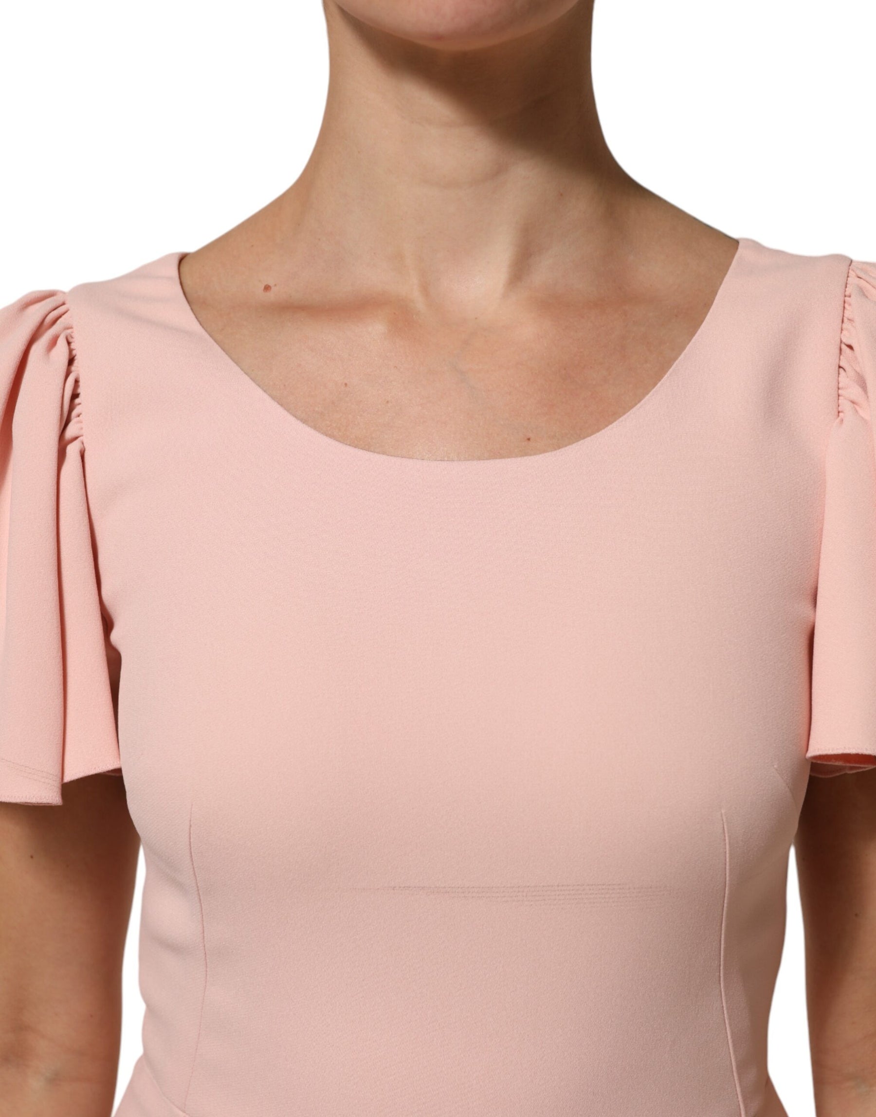 Dolce & Gabbana Pink Viscose Short Sleeves Sheath Midi Dress | Regal Royce