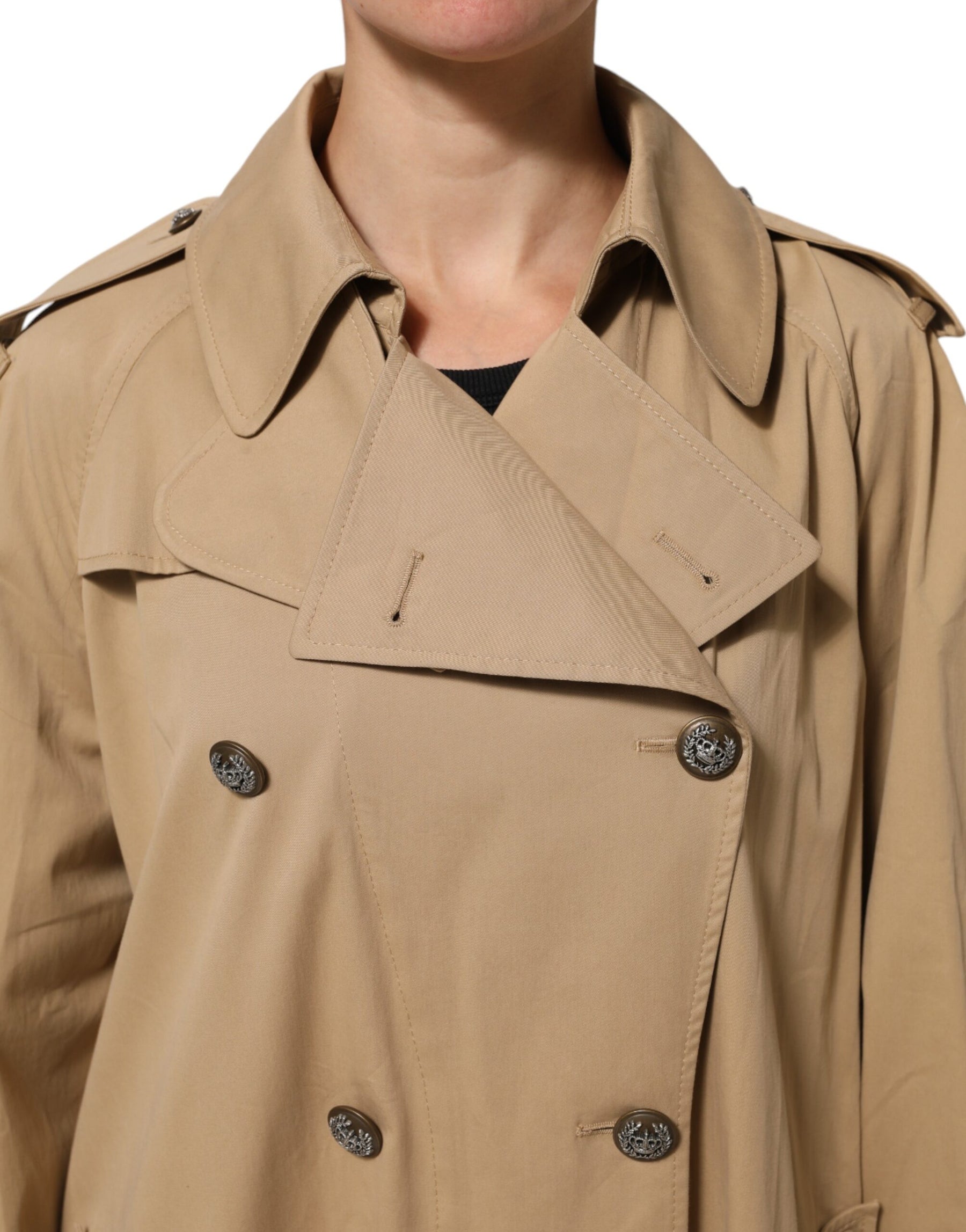 Dolce & Gabbana Khaki Double Breasted Trench Coat Jacket | Regal Royce