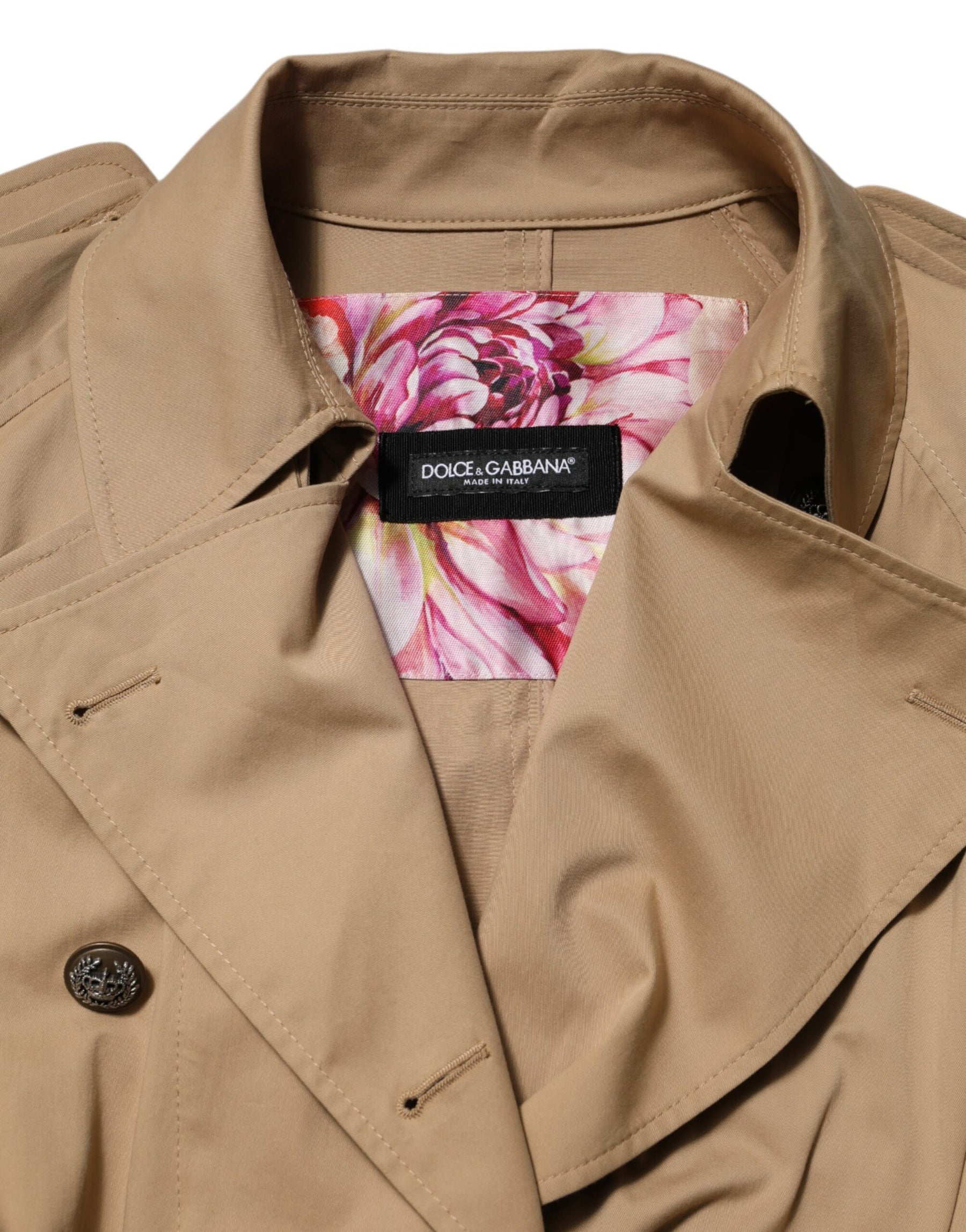 Dolce & Gabbana Khaki Double Breasted Trench Coat Jacket | Regal Royce