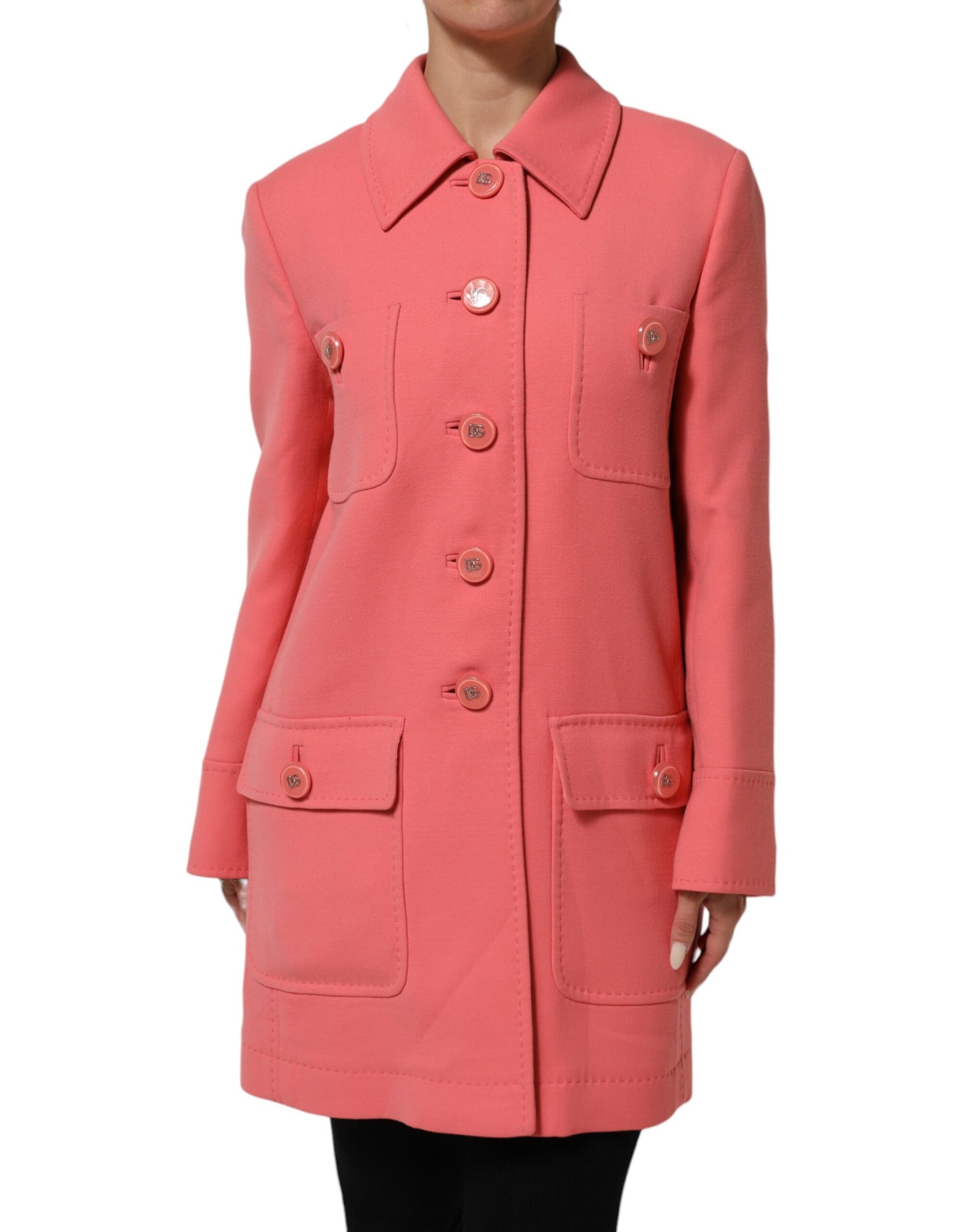 Dolce & Gabbana Pink Buttoned Down Trench Coat Jacket | Regal Royce