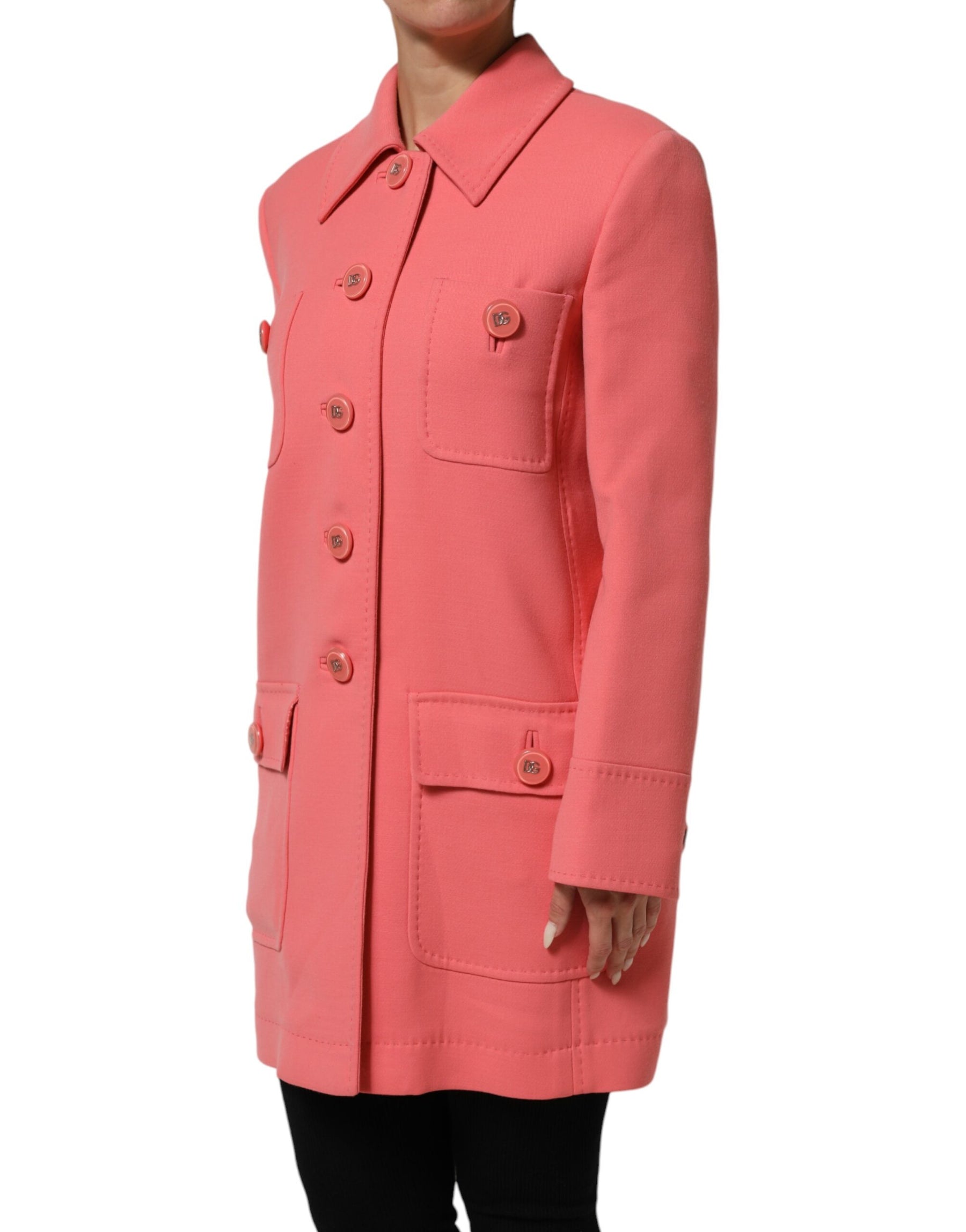 Dolce & Gabbana Pink Buttoned Down Trench Coat Jacket | Regal Royce