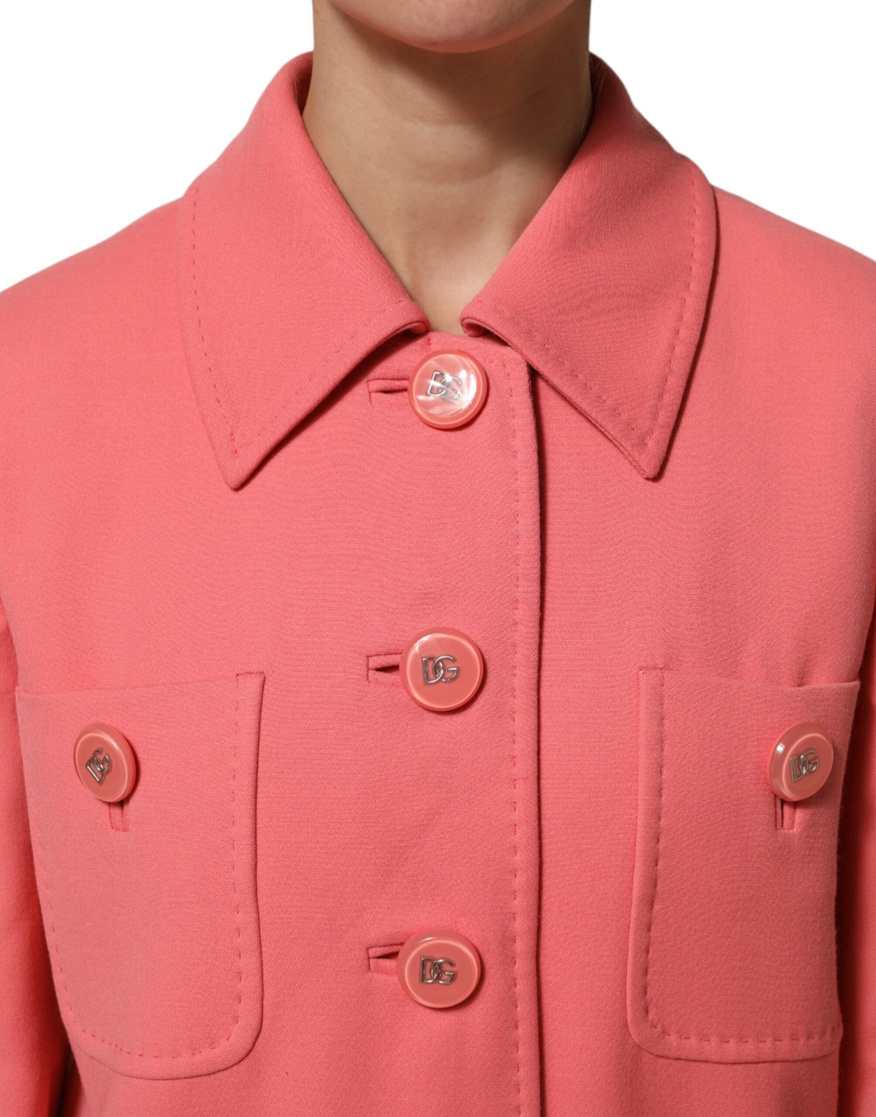Dolce & Gabbana Pink Buttoned Down Trench Coat Jacket | Regal Royce