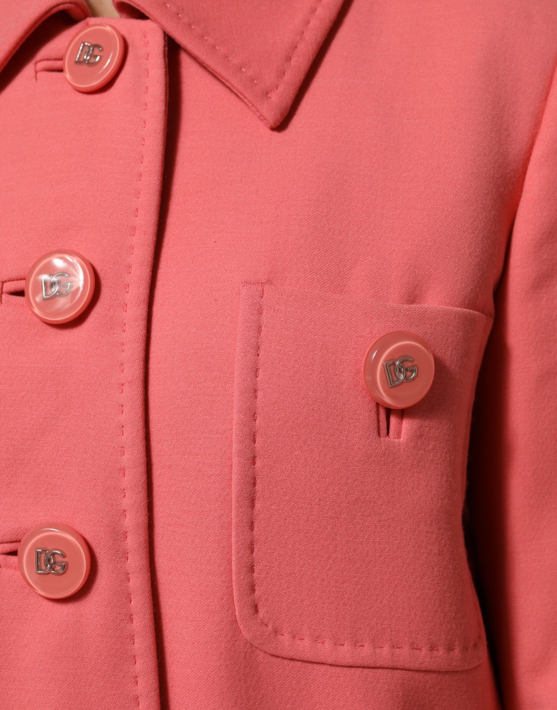 Dolce & Gabbana Pink Buttoned Down Trench Coat Jacket | Regal Royce