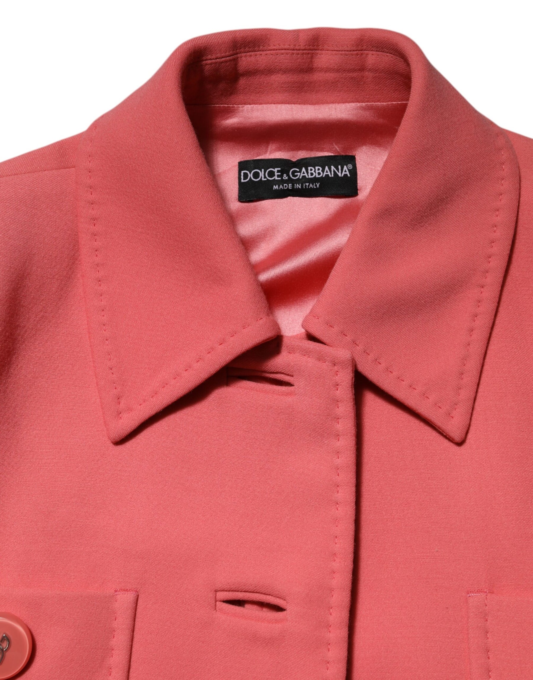 Dolce & Gabbana Pink Buttoned Down Trench Coat Jacket | Regal Royce