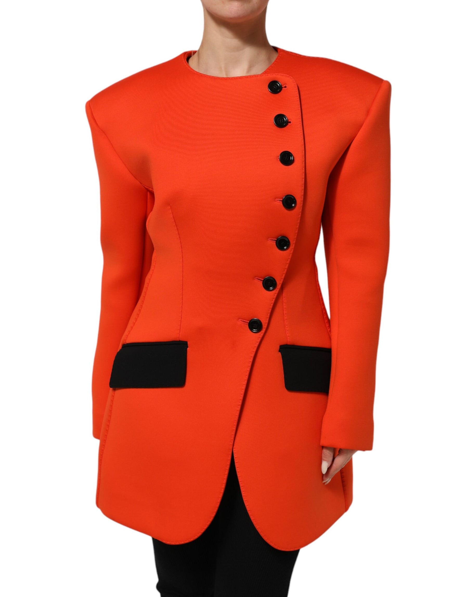 Dolce & Gabbana Red Buttoned Down Women Trench Coat Jacket | Regal Royce
