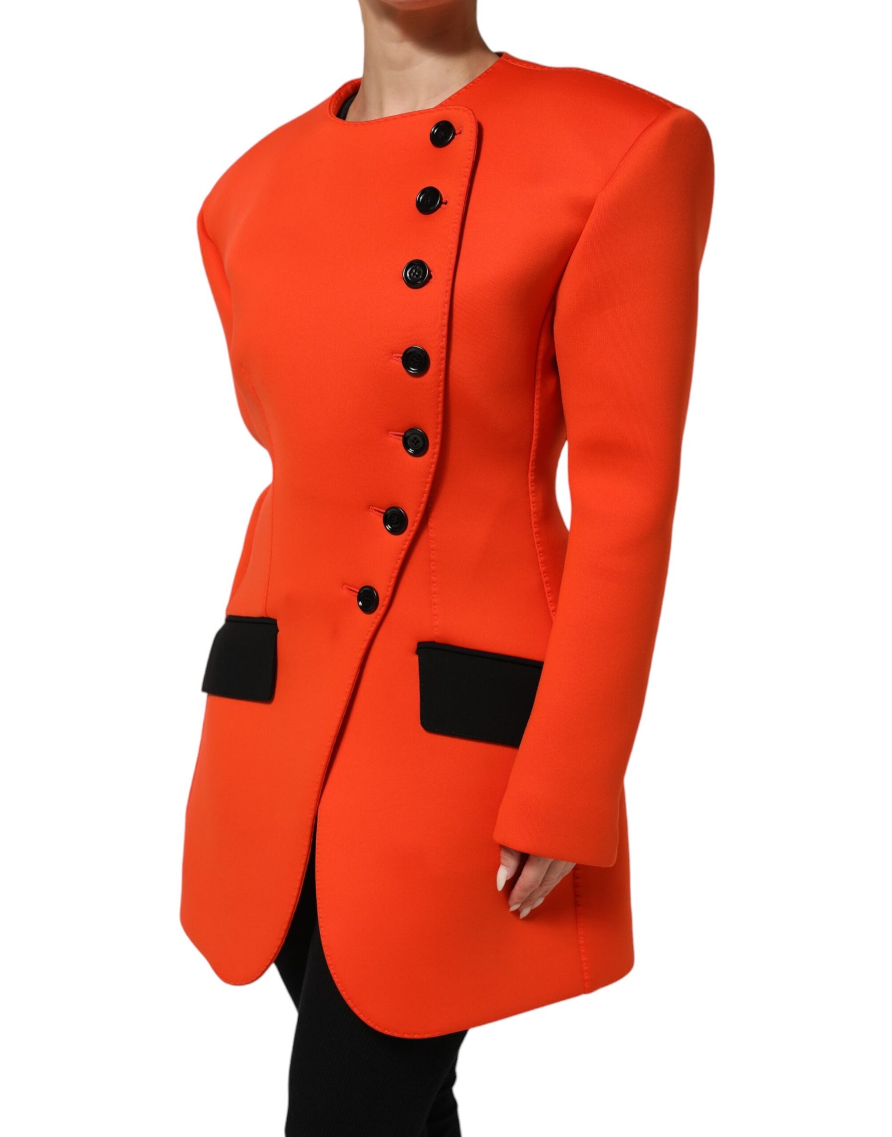 Dolce & Gabbana Red Buttoned Down Women Trench Coat Jacket | Regal Royce