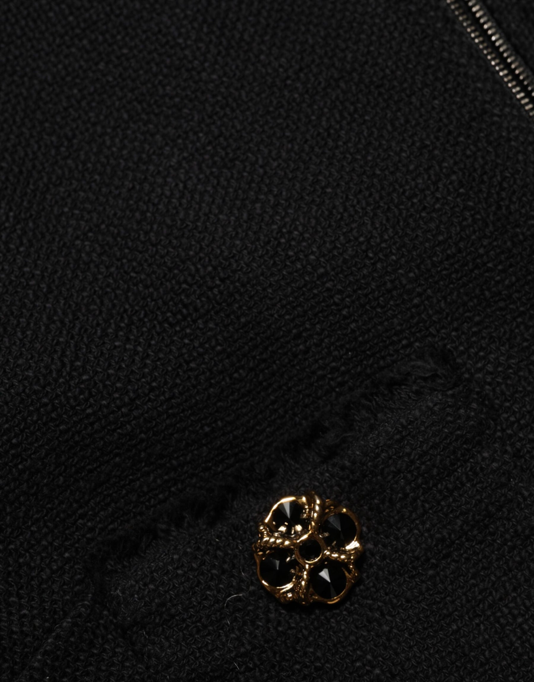 Dolce & Gabbana Black Cotton Full Zip Cropped Coat Jacket | Regal Royce