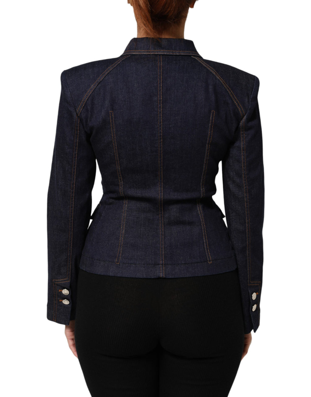 Dolce & Gabbana Dark Blue Cotton Collared Denim Coat Jacket