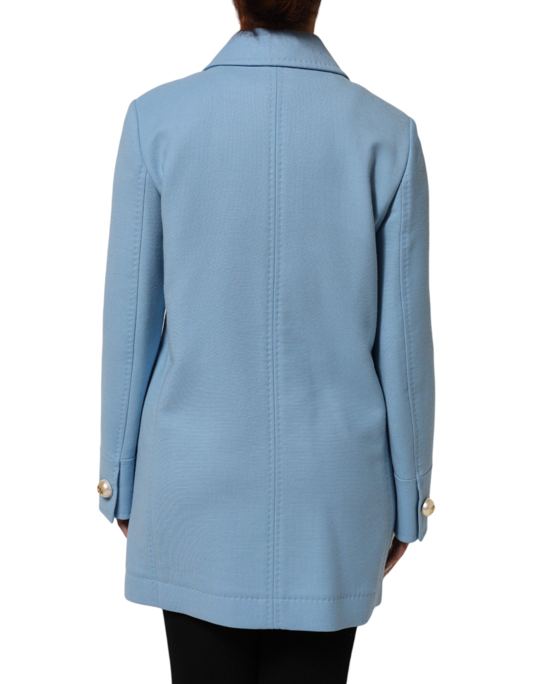 Dolce & Gabbana Blue Buttoned Down Trench Coat Jacket | Regal Royce