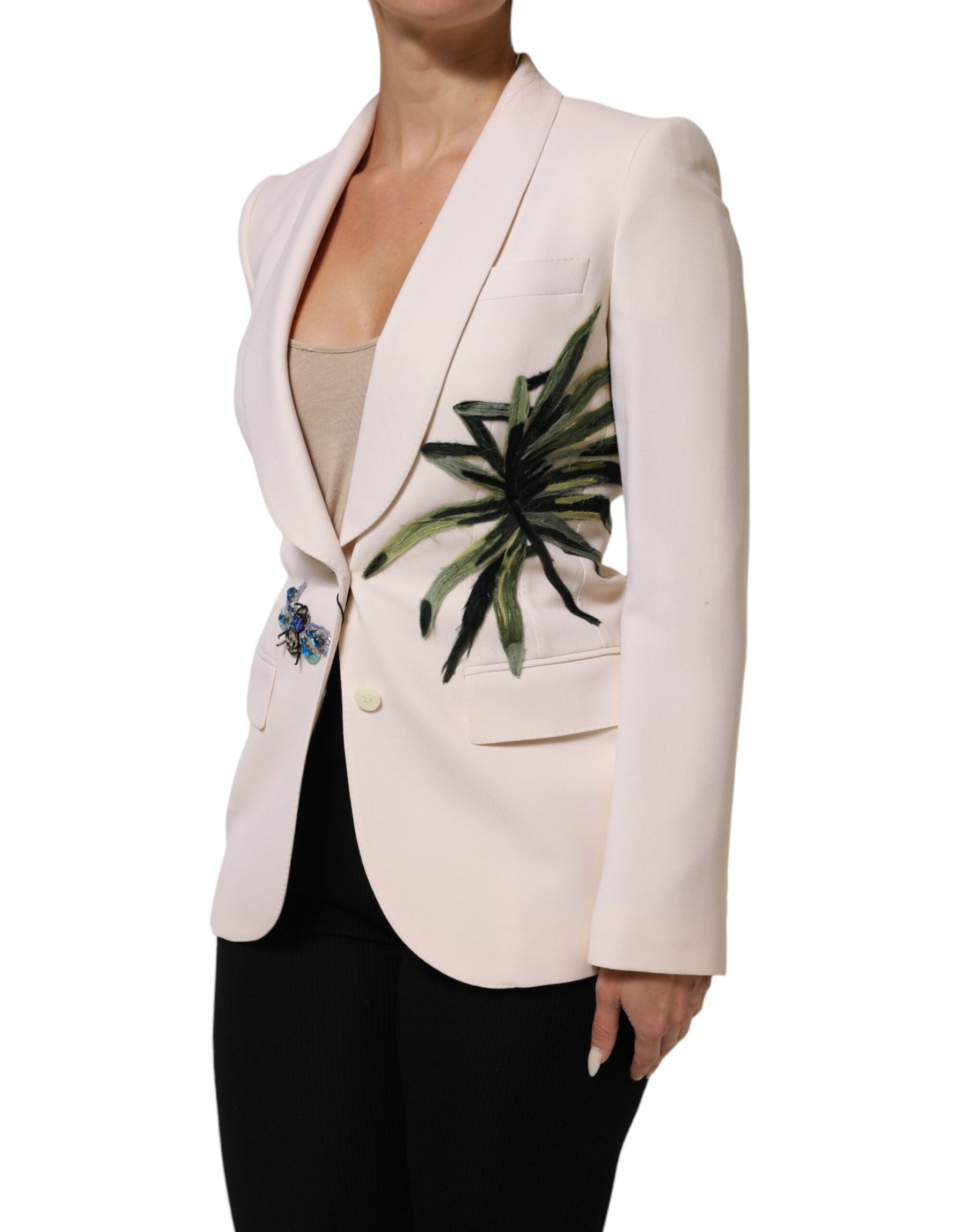 Dolce & Gabbana Beige Embroidered Single Breasted Jacket | Regal Royce