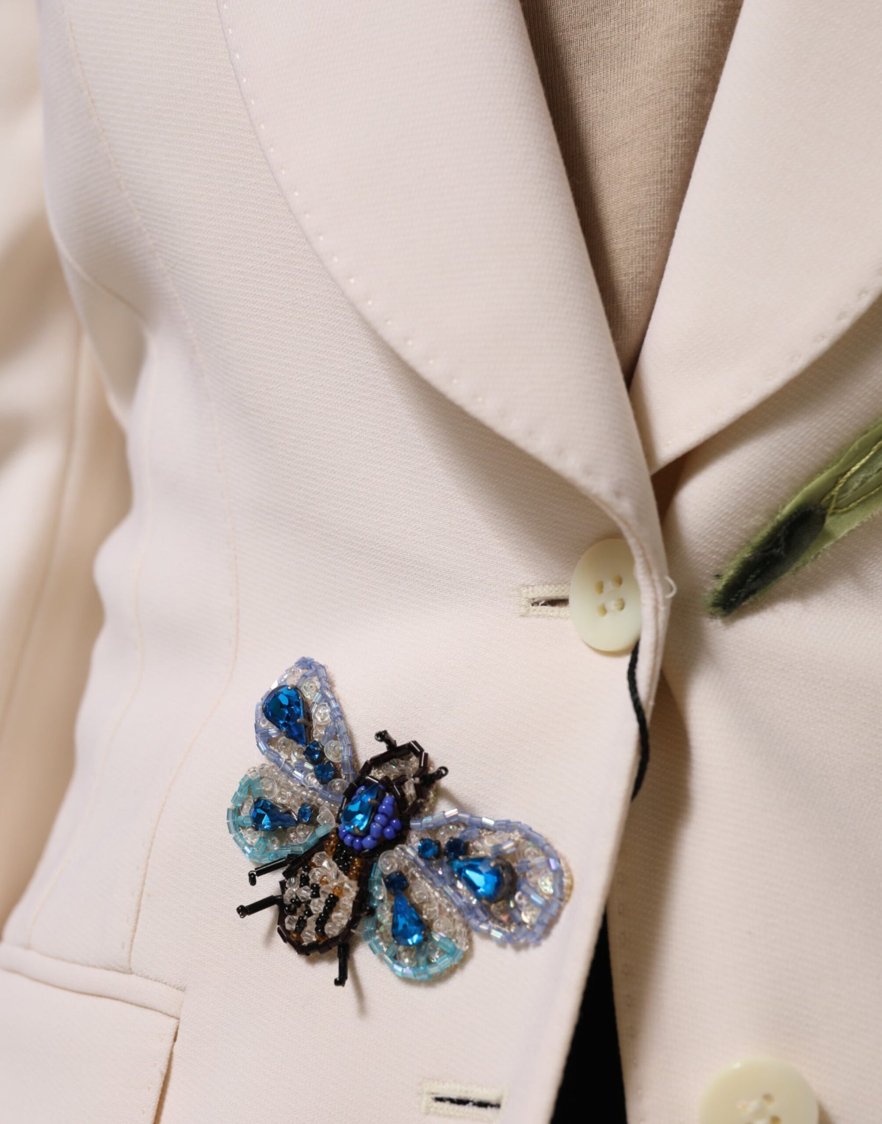 Dolce & Gabbana Beige Embroidered Single Breasted Jacket | Regal Royce