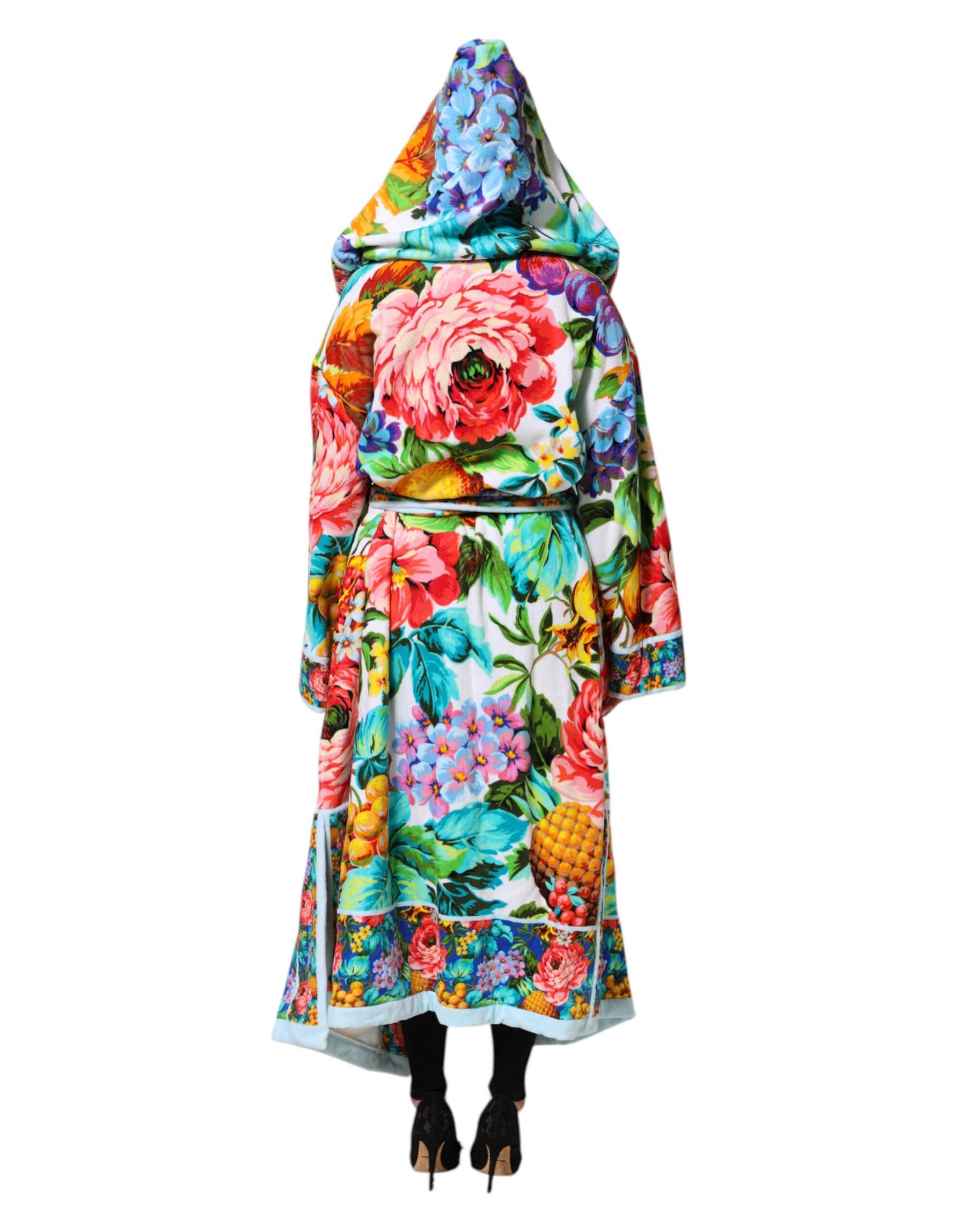 Dolce & Gabbana Multicolor Floral Print Belted Bathrobe Coat Jacket | Regal Royce