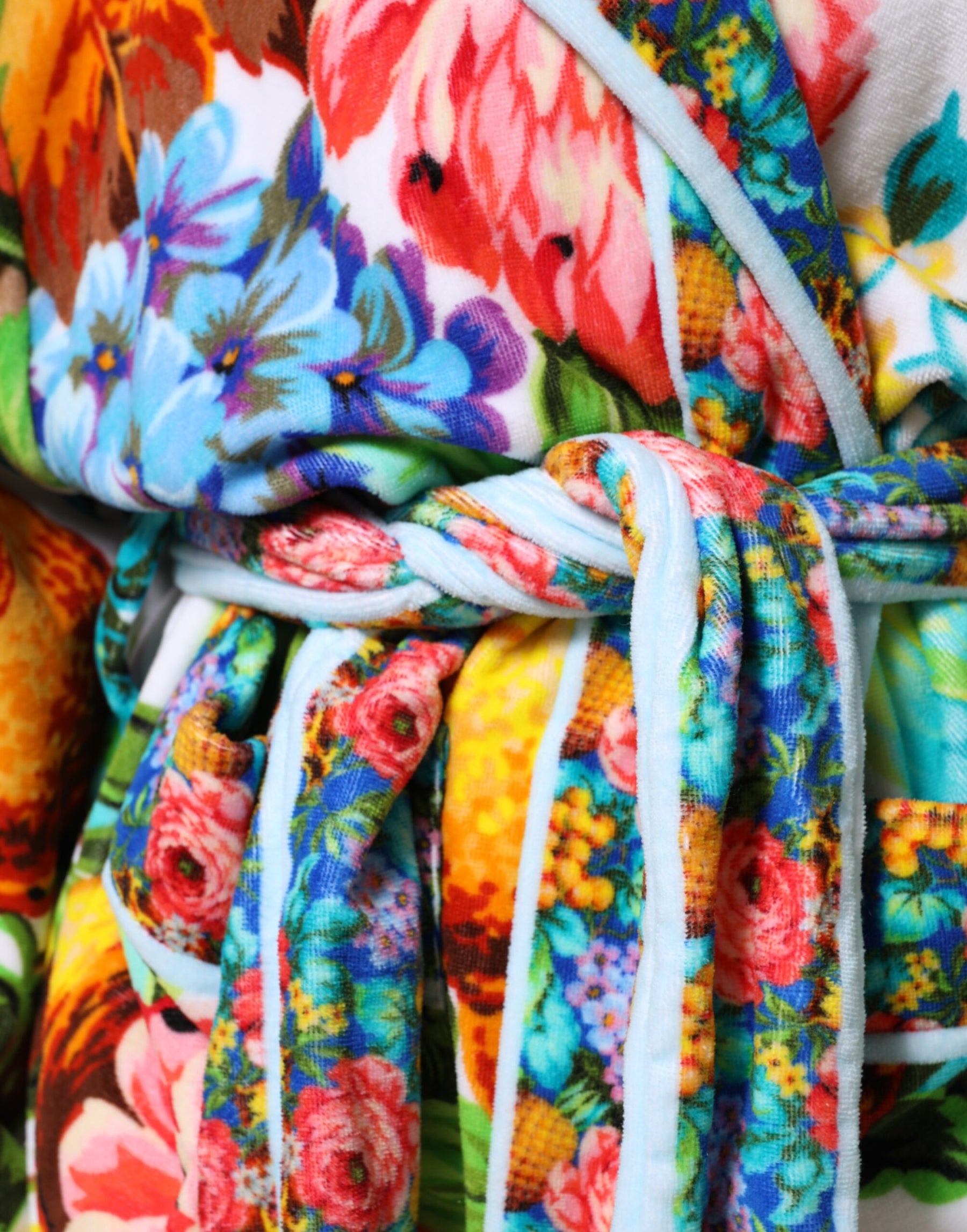 Dolce & Gabbana Multicolor Floral Print Belted Bathrobe Coat Jacket | Regal Royce