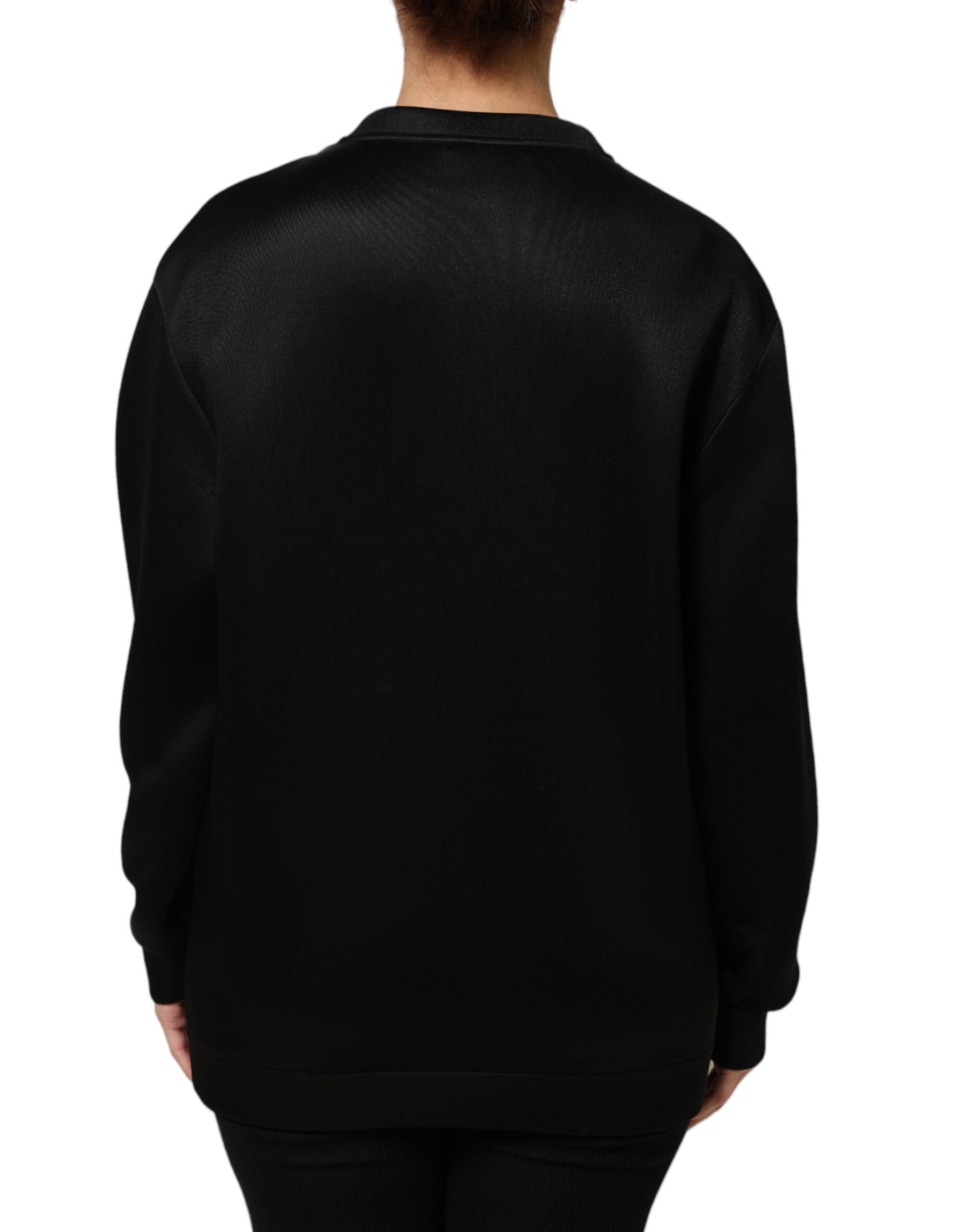 Dolce & Gabbana Black Crystal DG Necklace Sweatshirt Sweater | Regal Royce