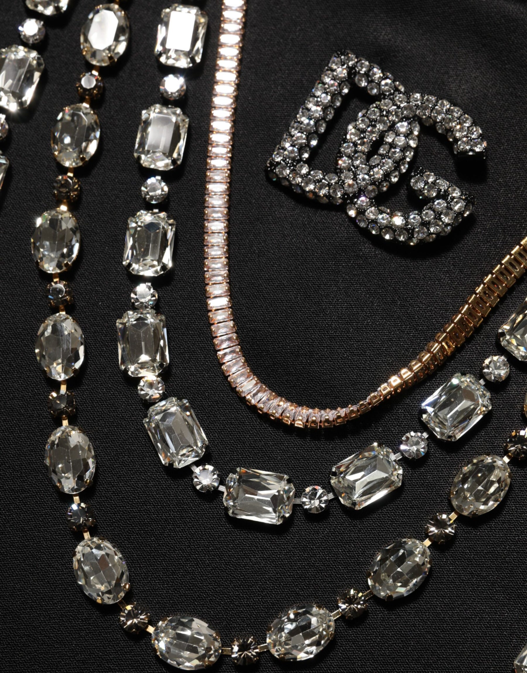 Dolce & Gabbana Black Necklace Crystal DG Logo Sweatshirt Sweater | Regal Royce