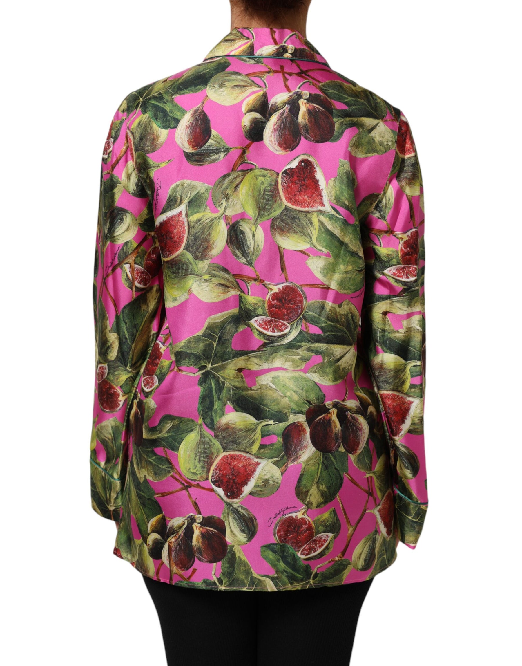 Dolce & Gabbana Hot Pink Fig Printed Silk Shirt Blouse Top | Regal Royce